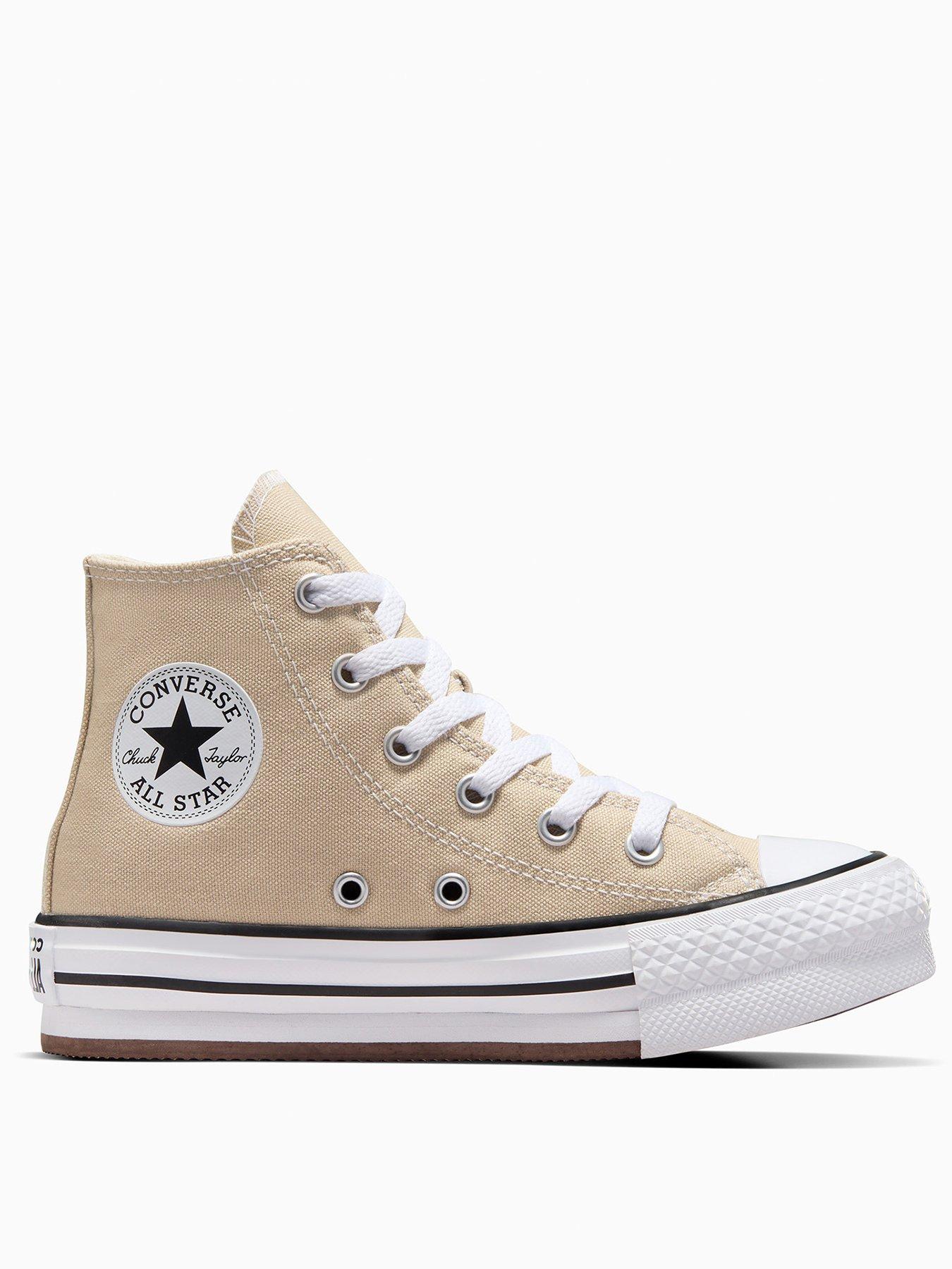 Converse Girls EVA Lift Hi Top Trainers - Light Brown, Light Brown, Size 10.5 Younger