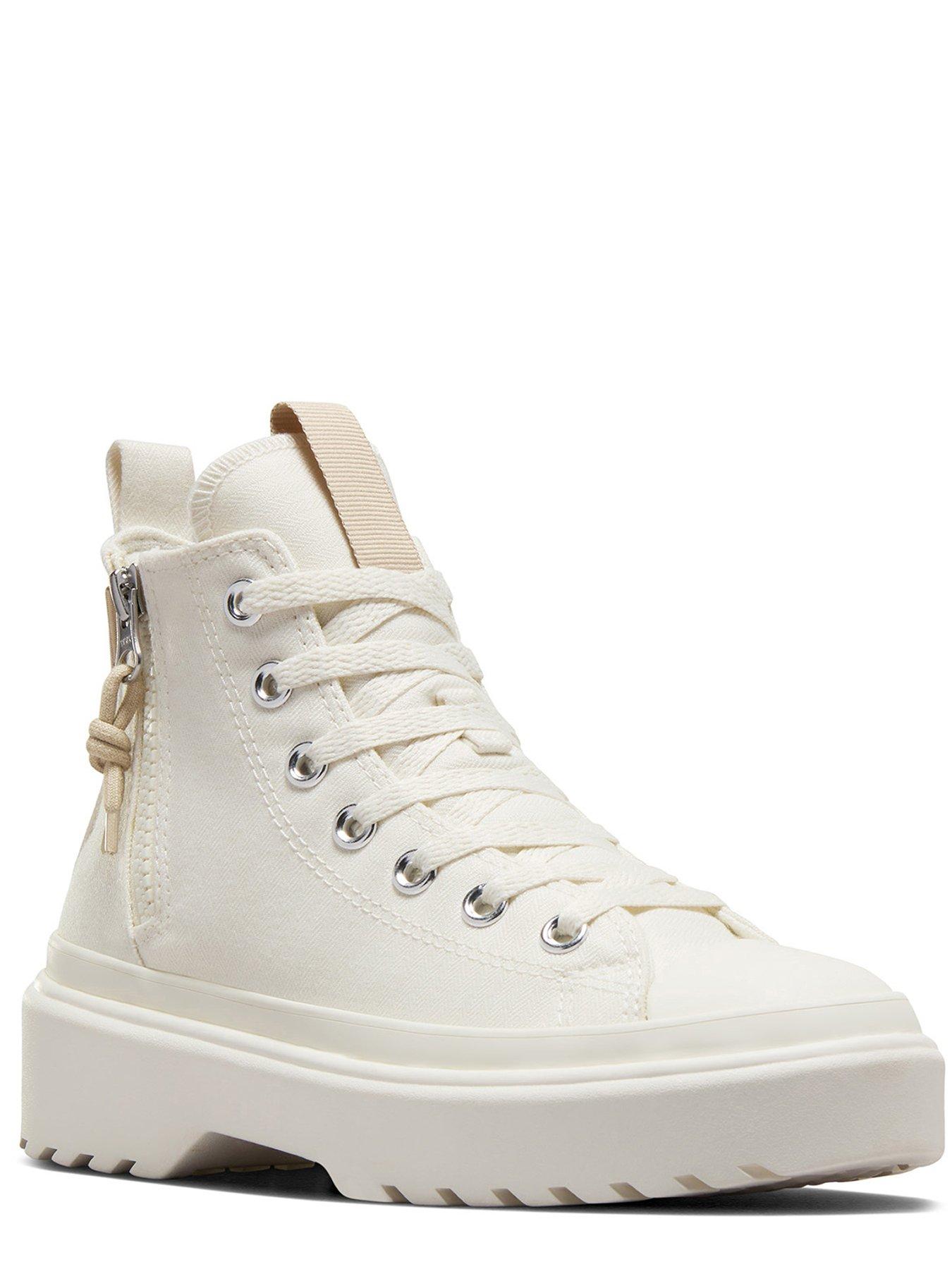 Converse Junior Girls Lugged Lift Hi Top Trainers Off White Very