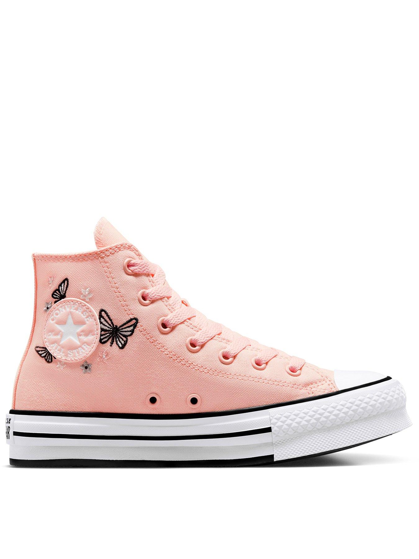 Converse Junior Girls Eva Lift Festival High Tops Trainers - Peach/White, Light Orange, Size 5.5 Older