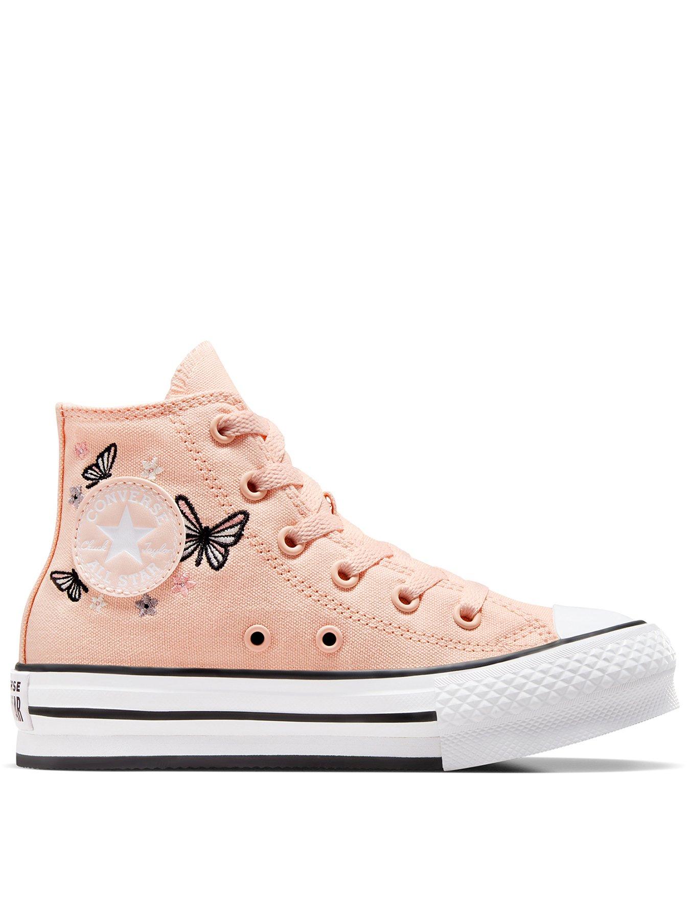 Kids Girls Eva Lift Festival High Tops Trainers Peach White