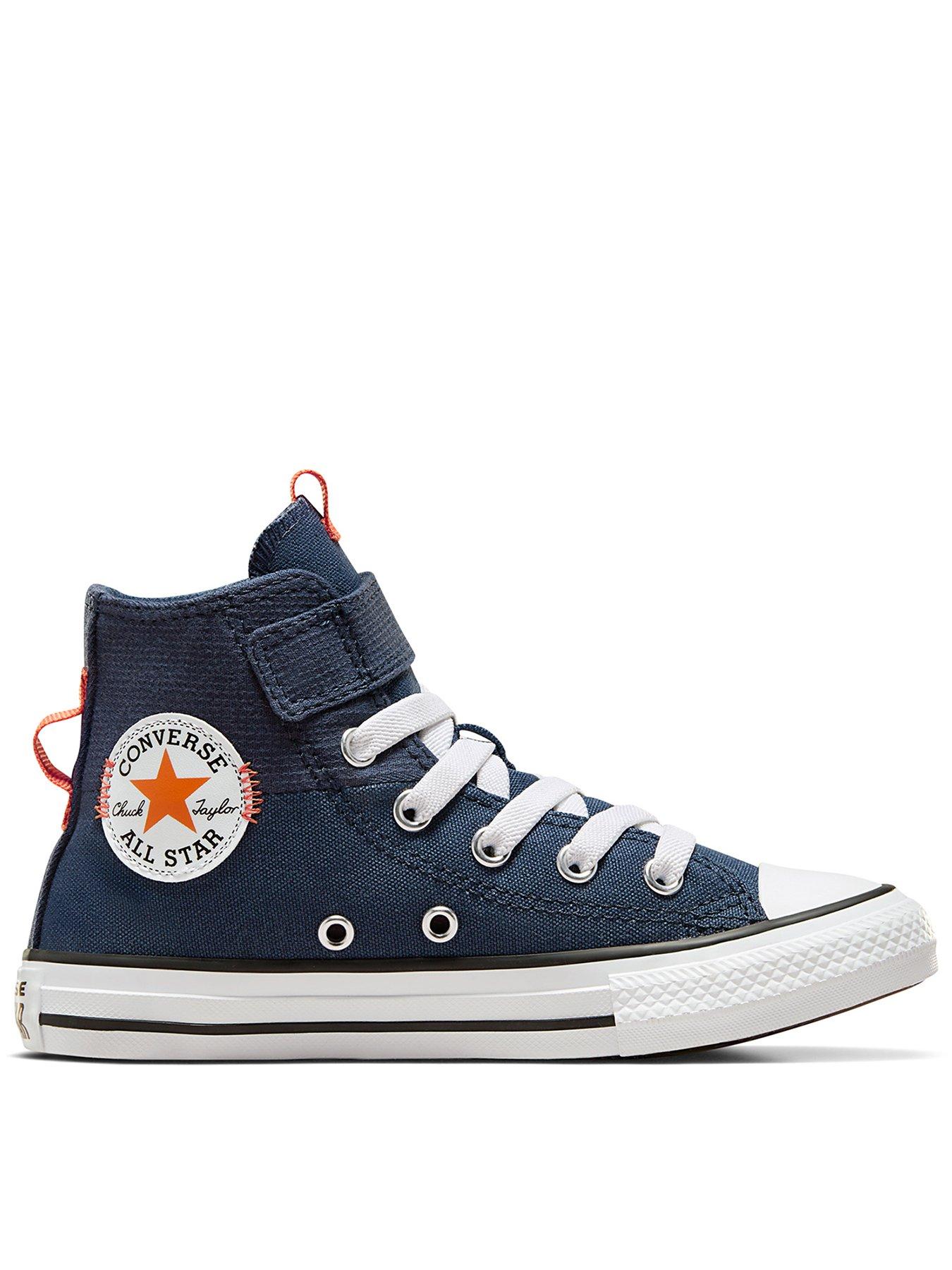 Kids Boys Easy On Velcro Day Trip Utility High Tops Trainers Navy