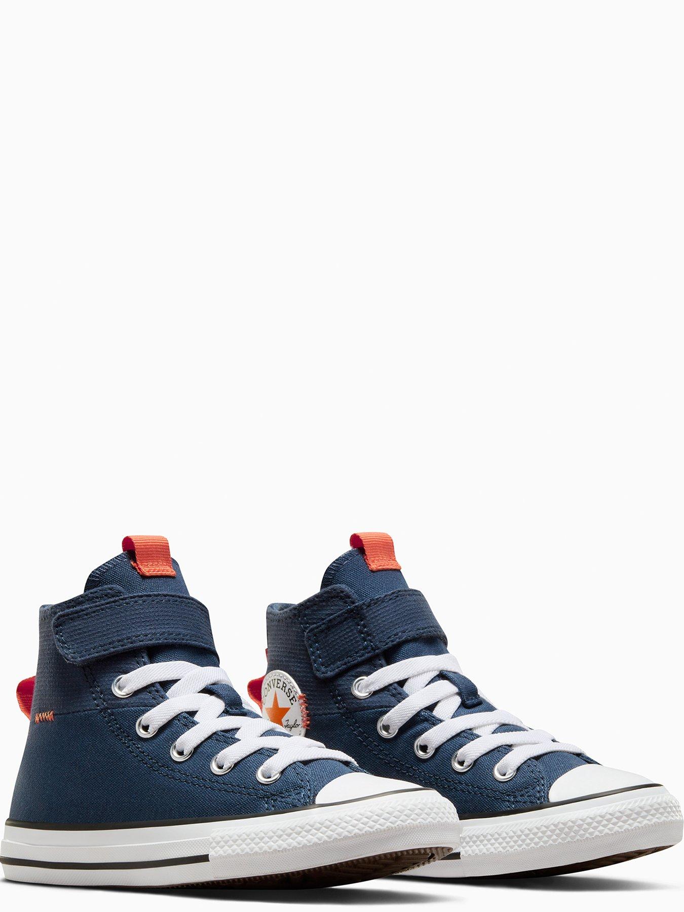 Kids Boys Easy On Velcro Day Trip Utility High Tops Trainers Navy