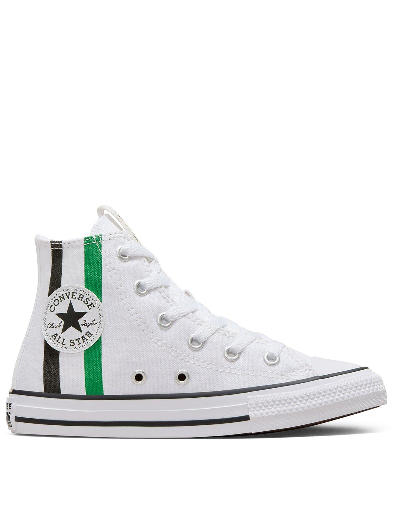 Converse Kids Girls Home Team High Tops Trainers - White/Green, White/Green, Size 1 Older