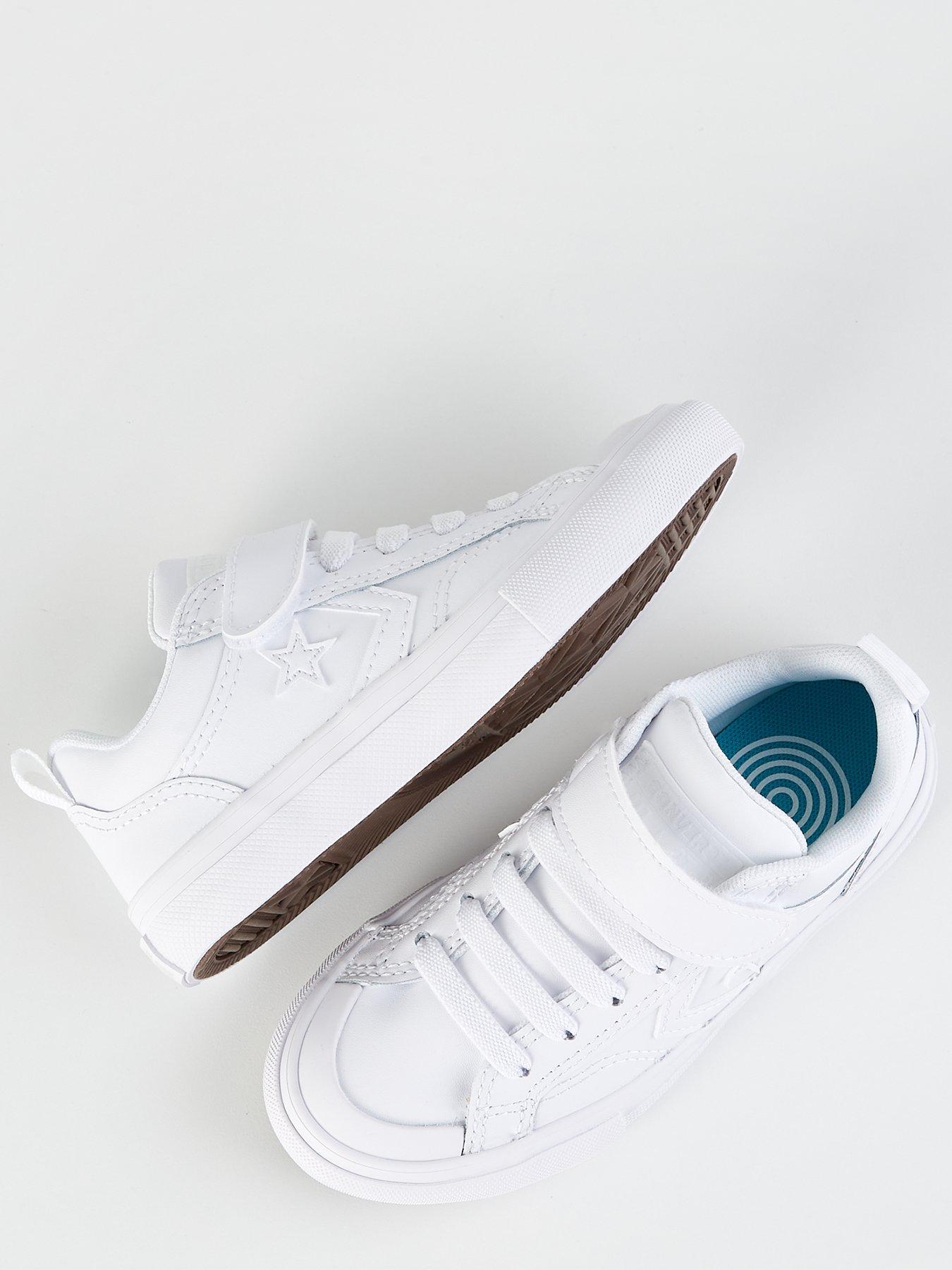 Image 4 of 6 of Converse Kids Boys Pro Blaze Strap Foundational Leather Ox Trainers - White/White