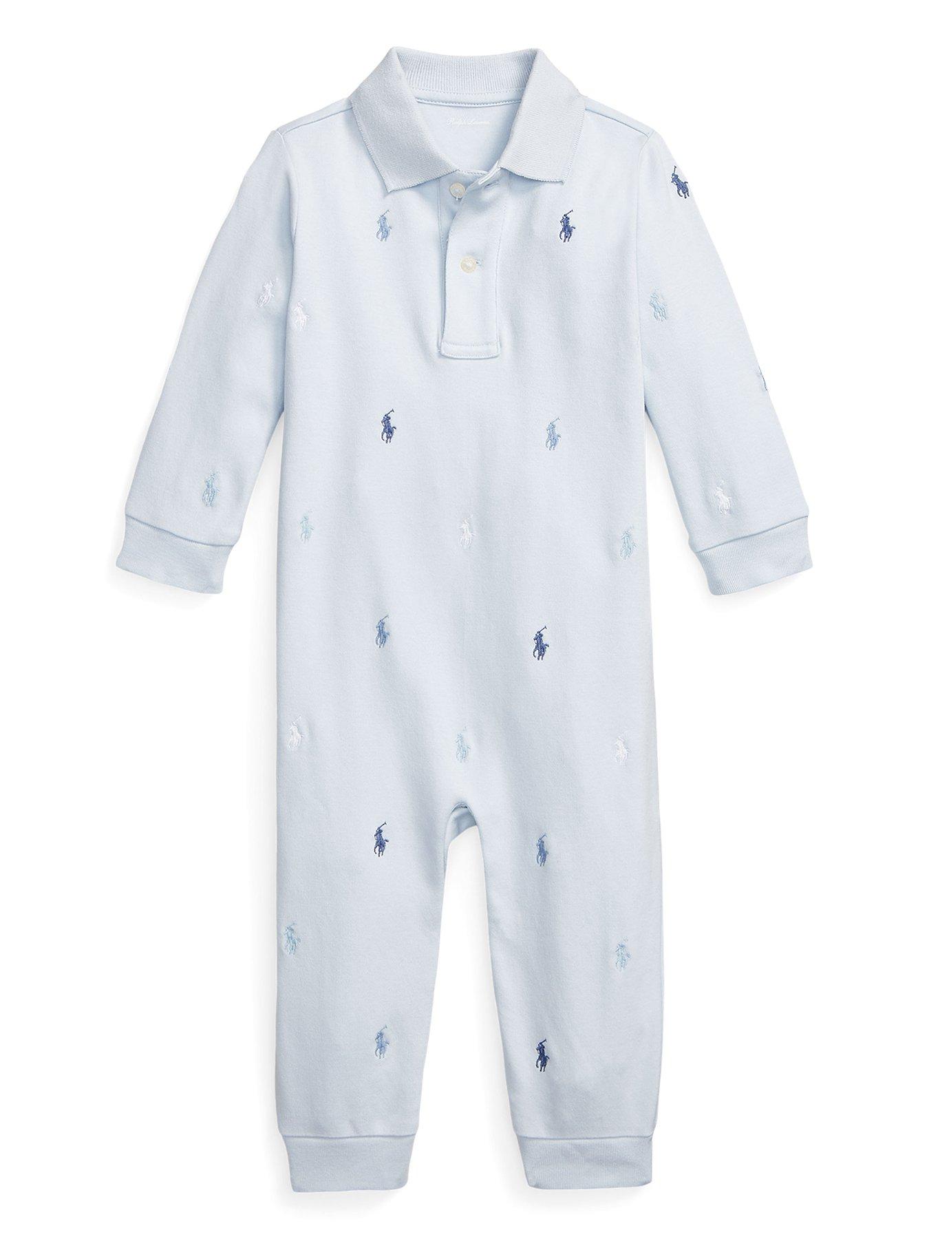 Ralph Lauren Baby Boys All Over Pony Coverall - Beryl Blue
