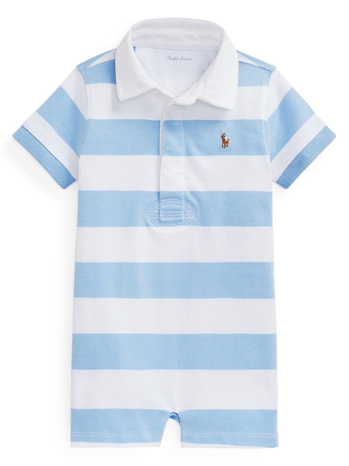 Baby Boys Stripe Polo Shortall Office Blue white Multi