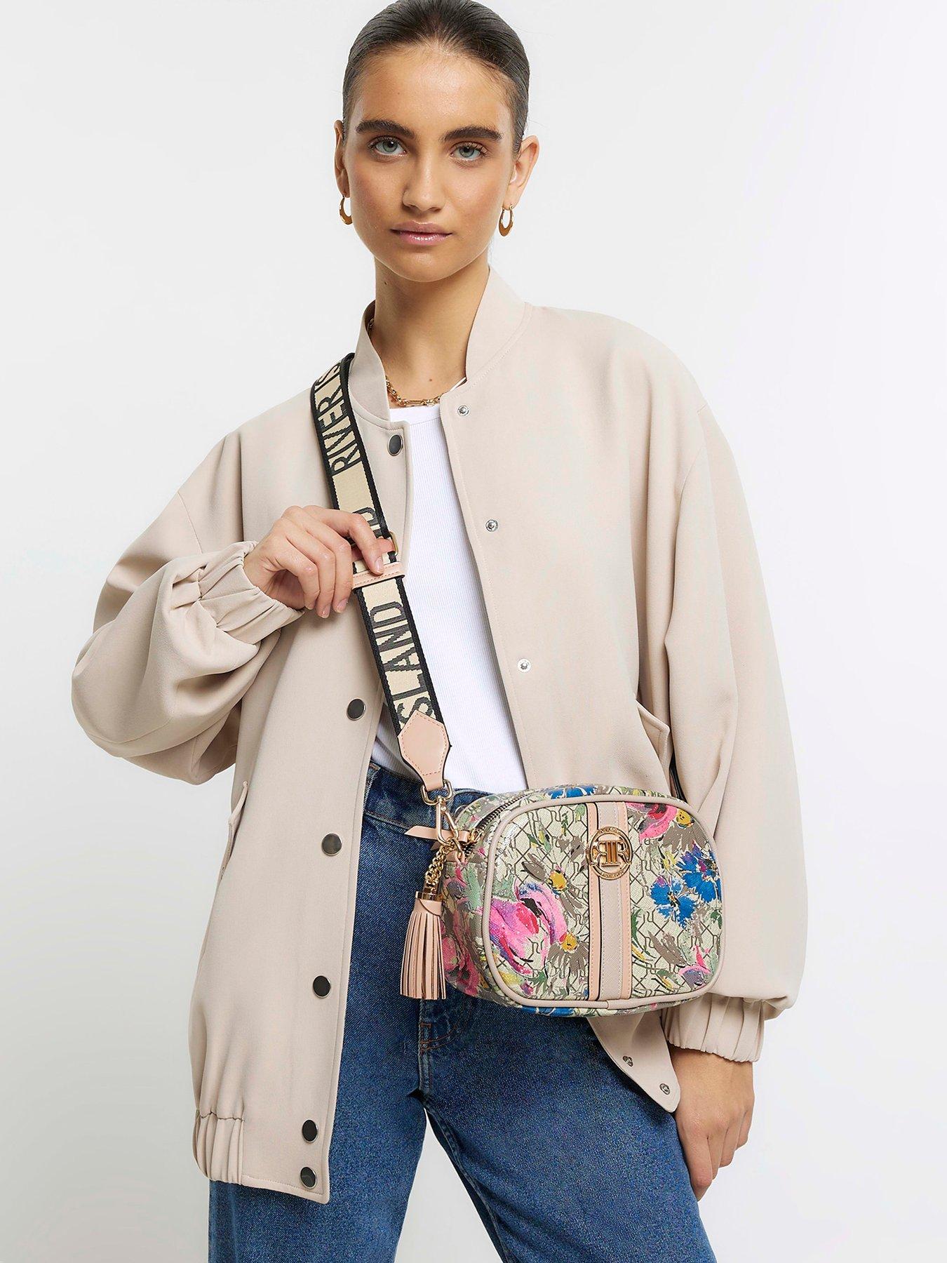 River Island Monogram Floral Cross Body Bag Beige very