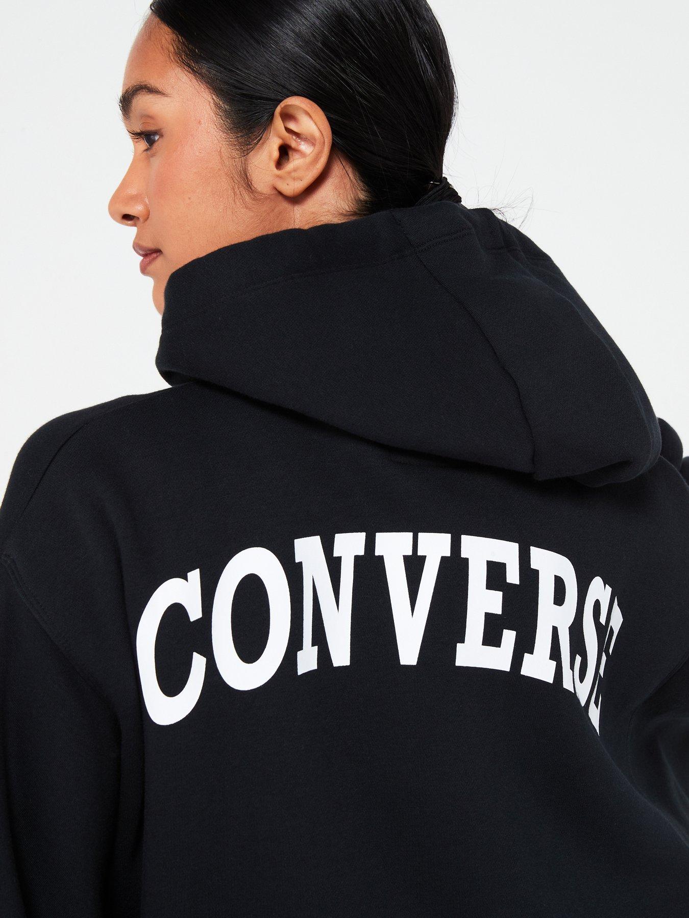 Womens Retro Full zip Hoodie Black
