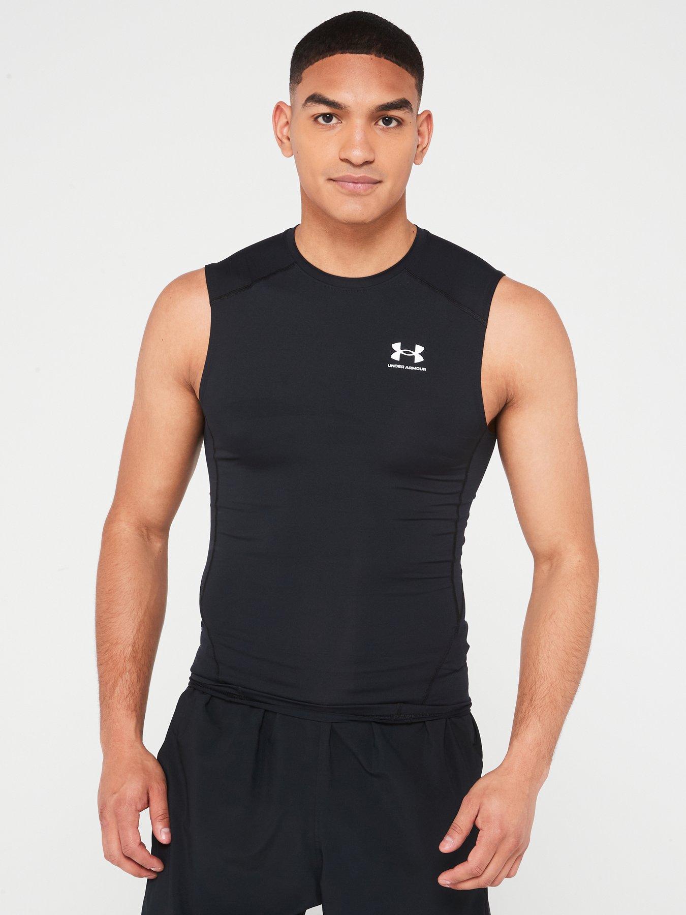 UNDER ARMOUR Men's Training Heat Gear Compression Top - Black/White
