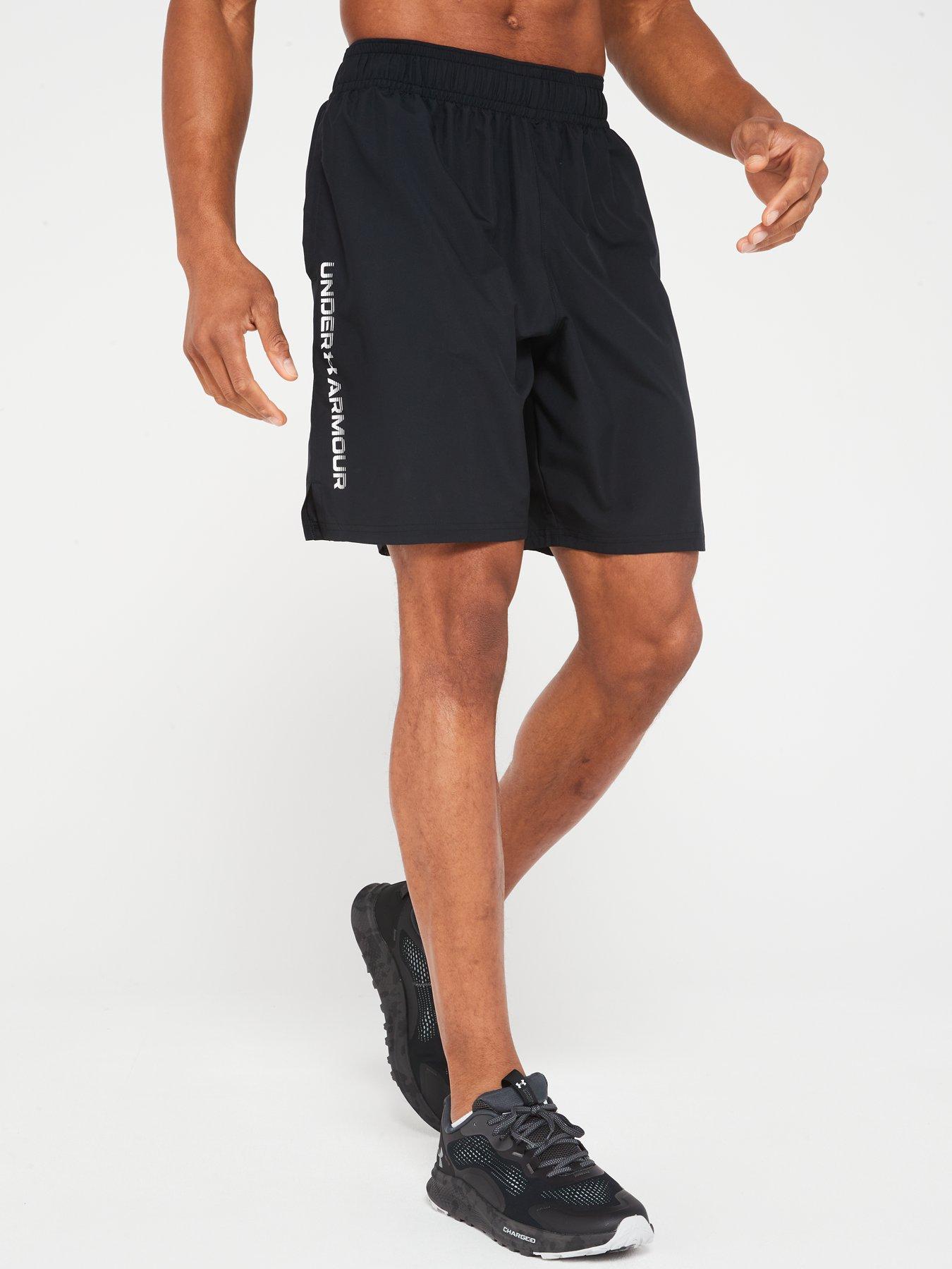Under Armour Men'S Training Woven Wordmark Shorts - Black/White