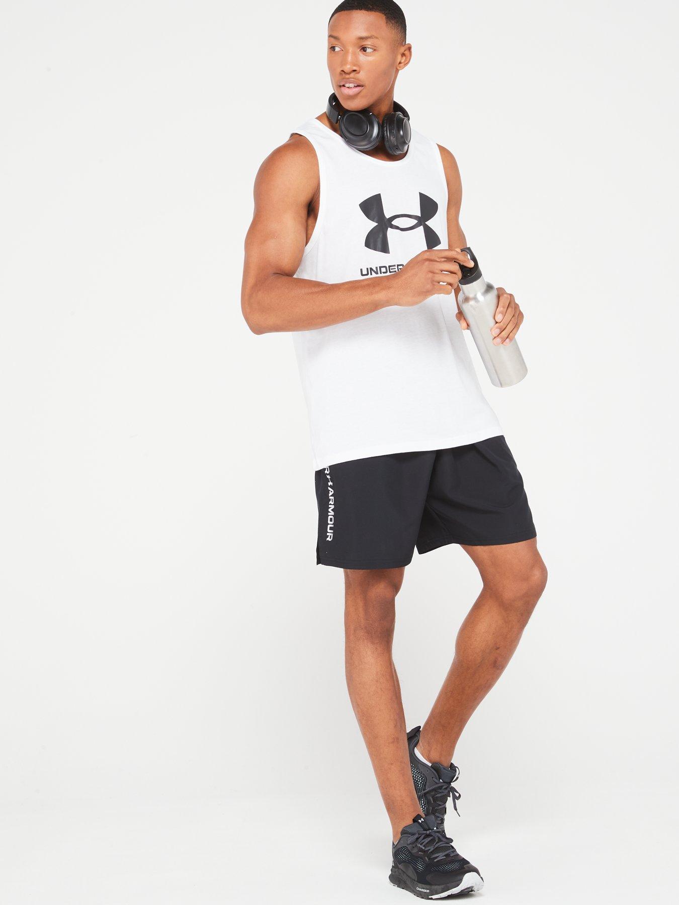UNDER ARMOUR Men's Training Woven Wordmark Shorts - Black/White | Very