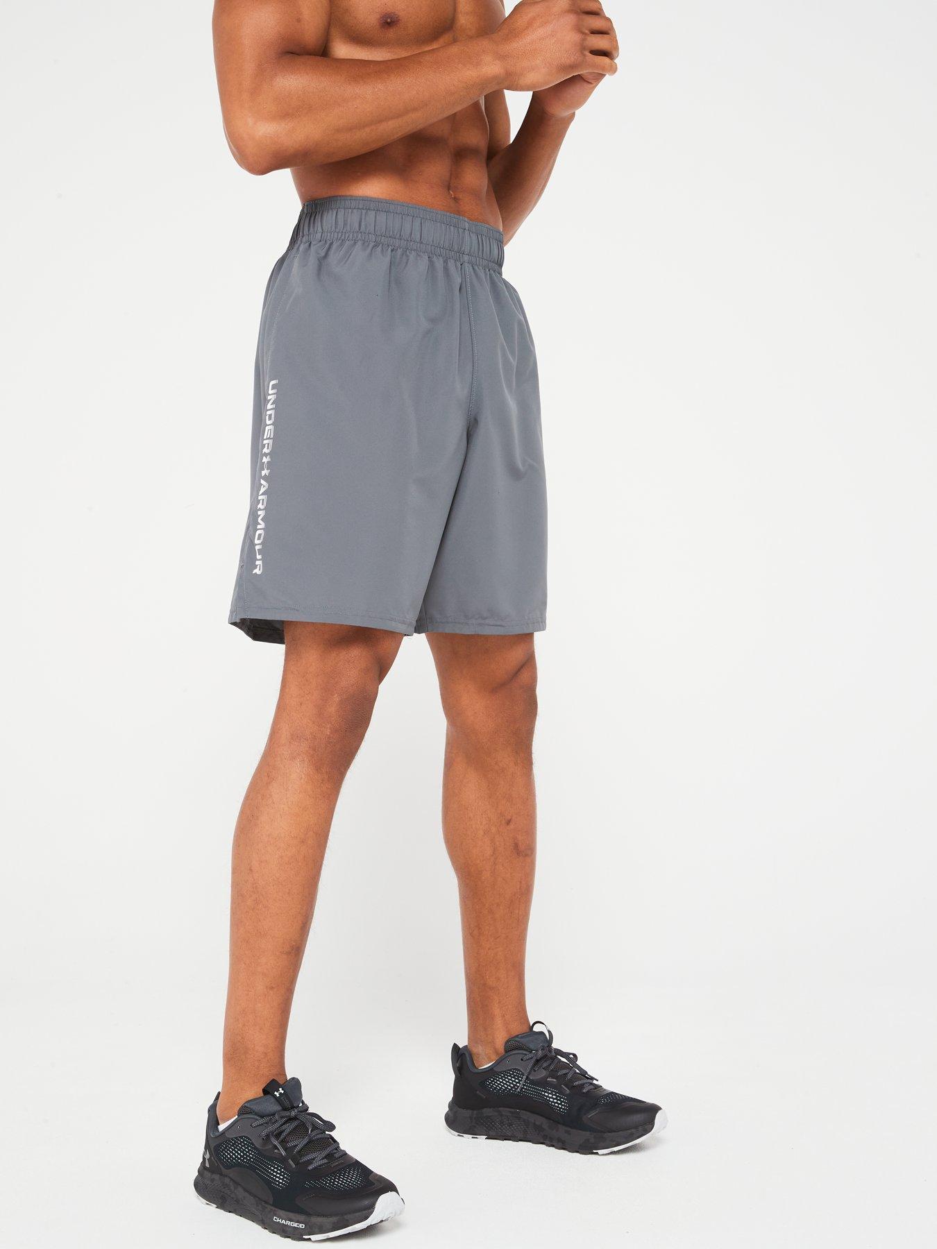 UNDER ARMOUR Men's Training Woven Wordmark Shorts - Grey/White