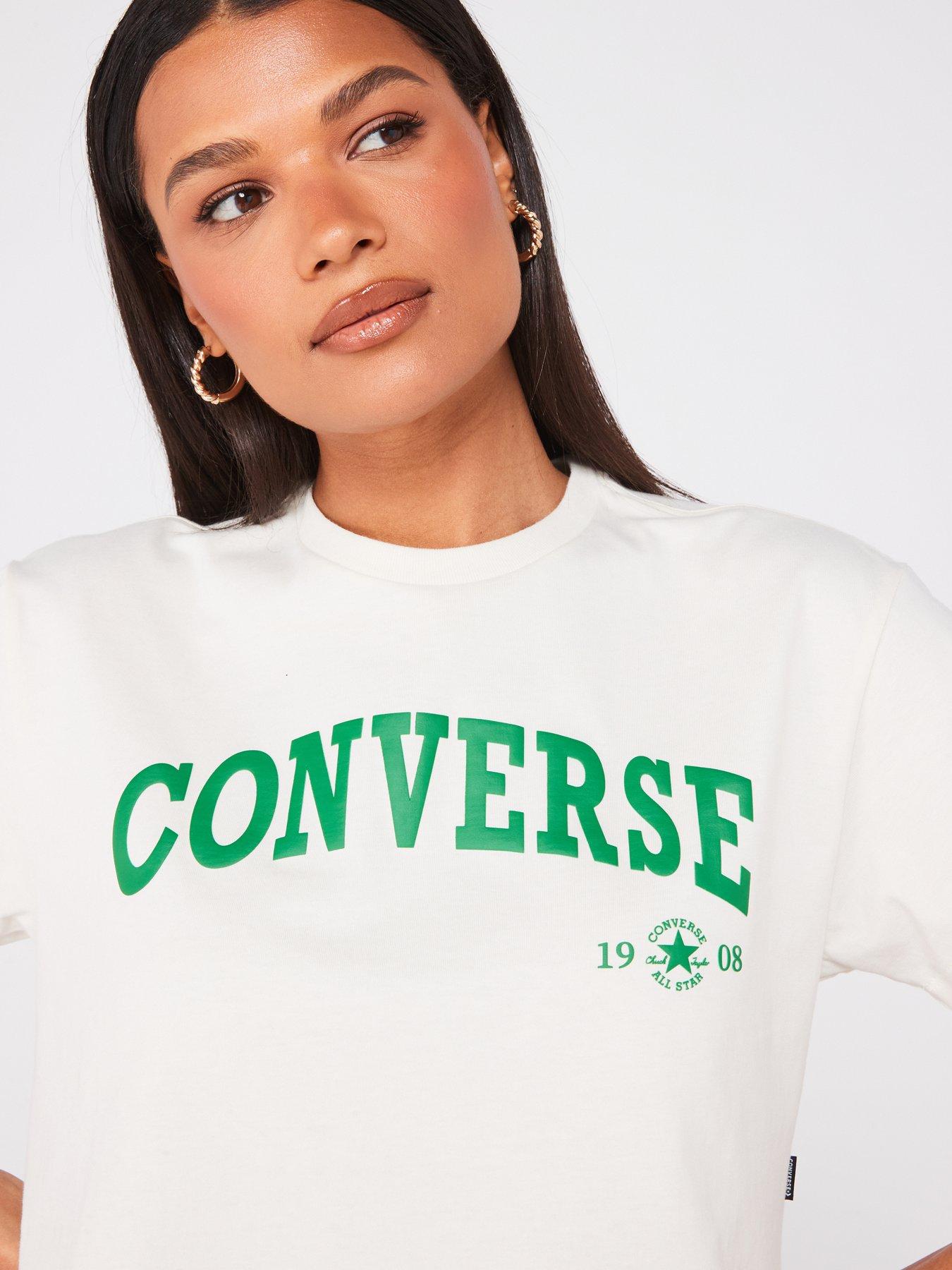 Converse Womens Retro Chuck Cropped Tee Off White Very