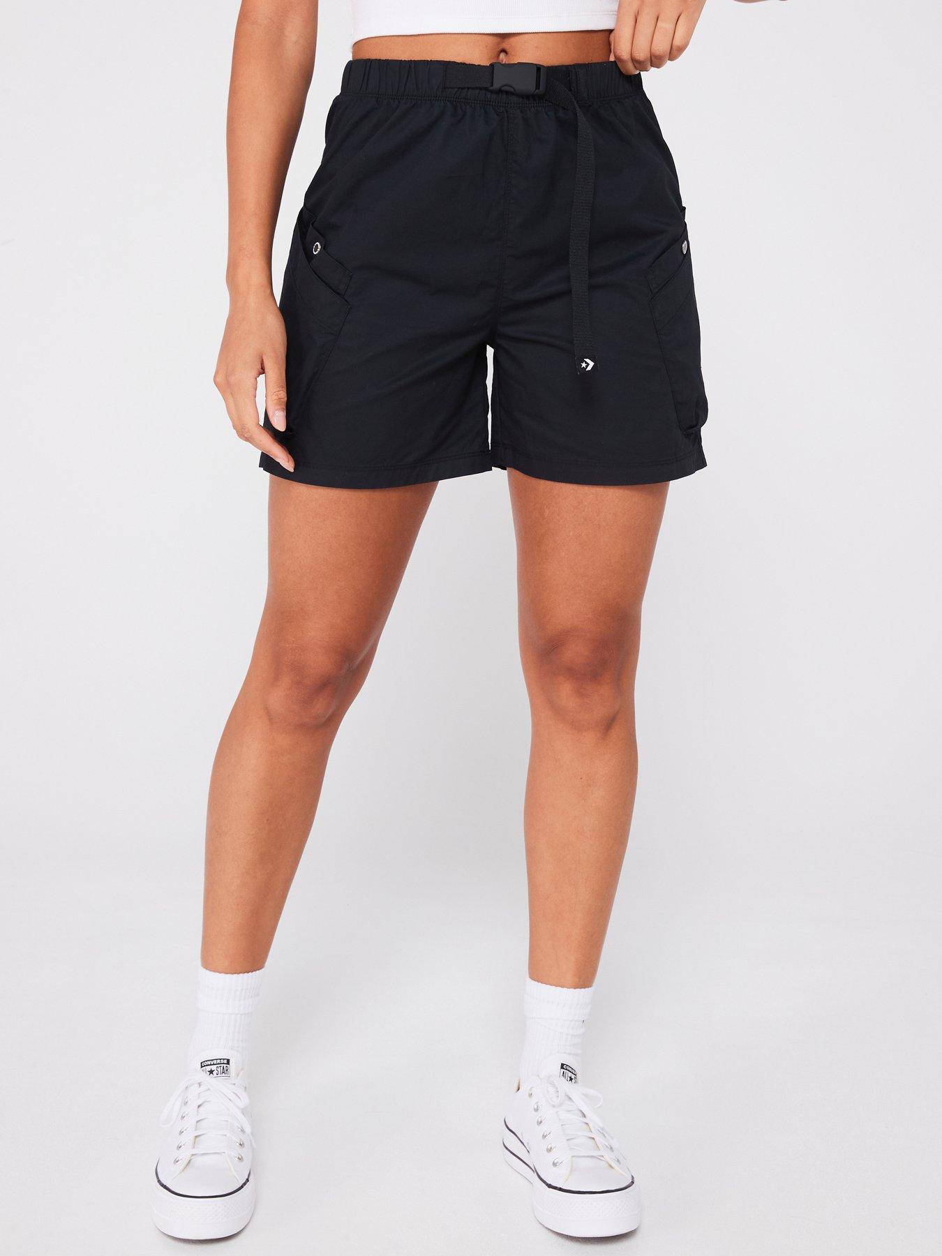 Black converse with shorts best sale