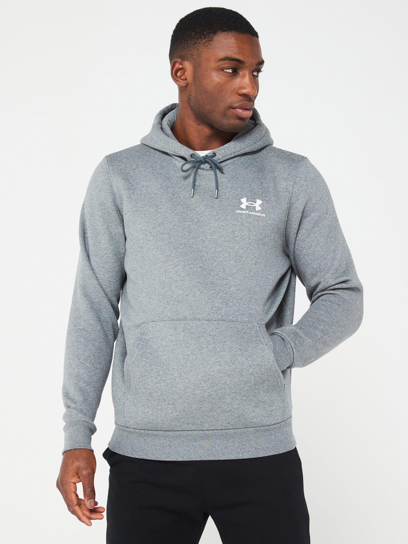 UNDER ARMOUR Mens Essential Fleece Hoodie Grey white Very