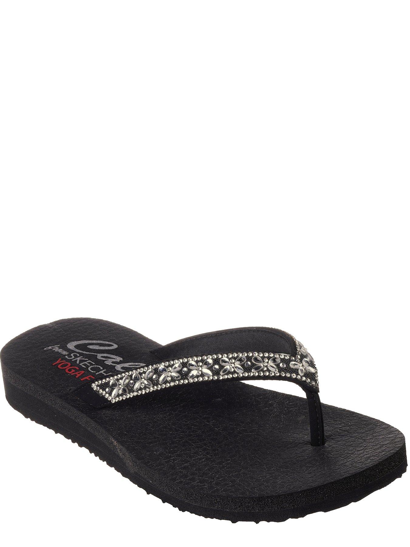 Skechers Meditation Butterfly Gem Thong With Yoga Foam - Black