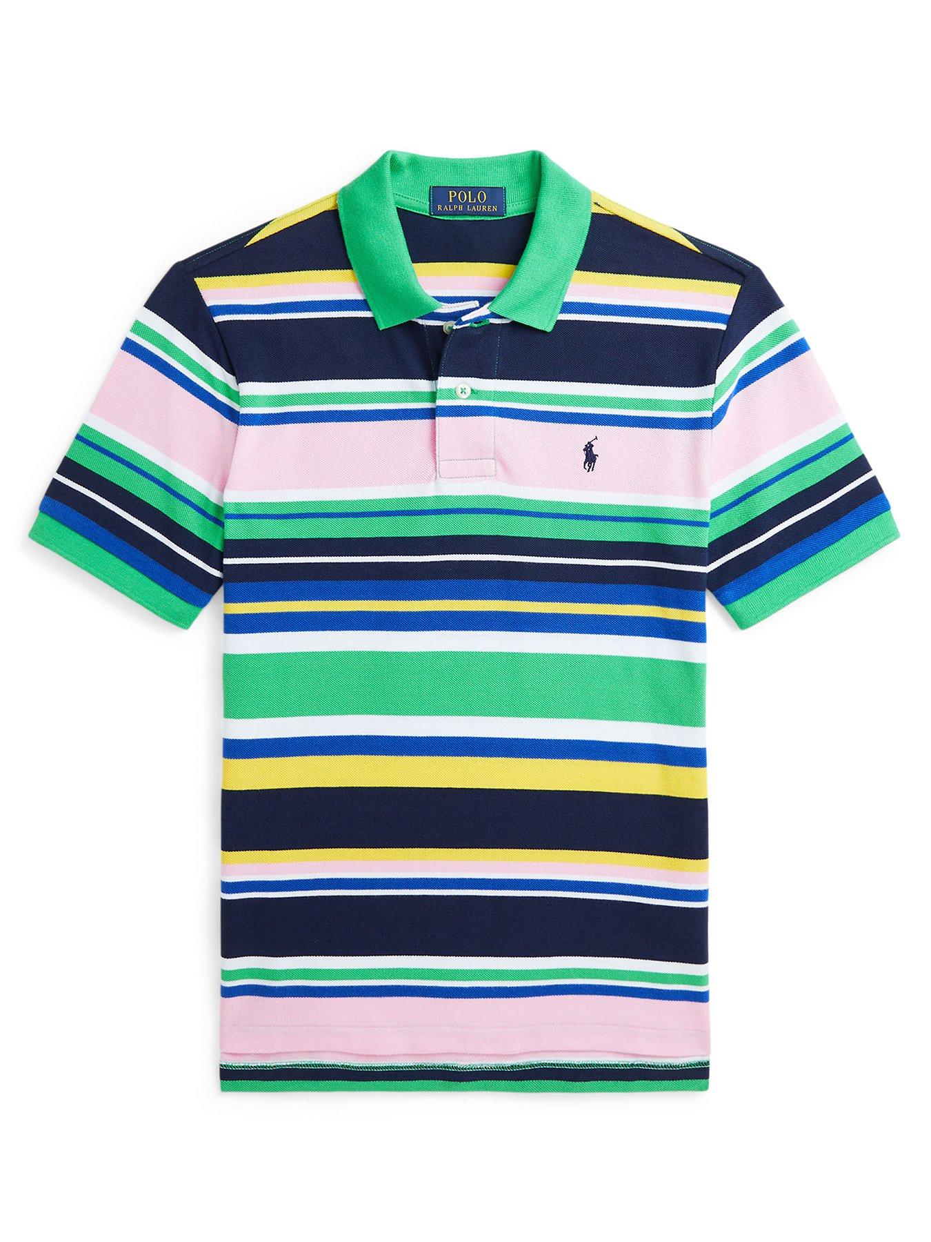 Image 1 of 2 of Polo Ralph Lauren Boys Stripe Short Sleeve Polo Shirt - Classic Kelly Multi