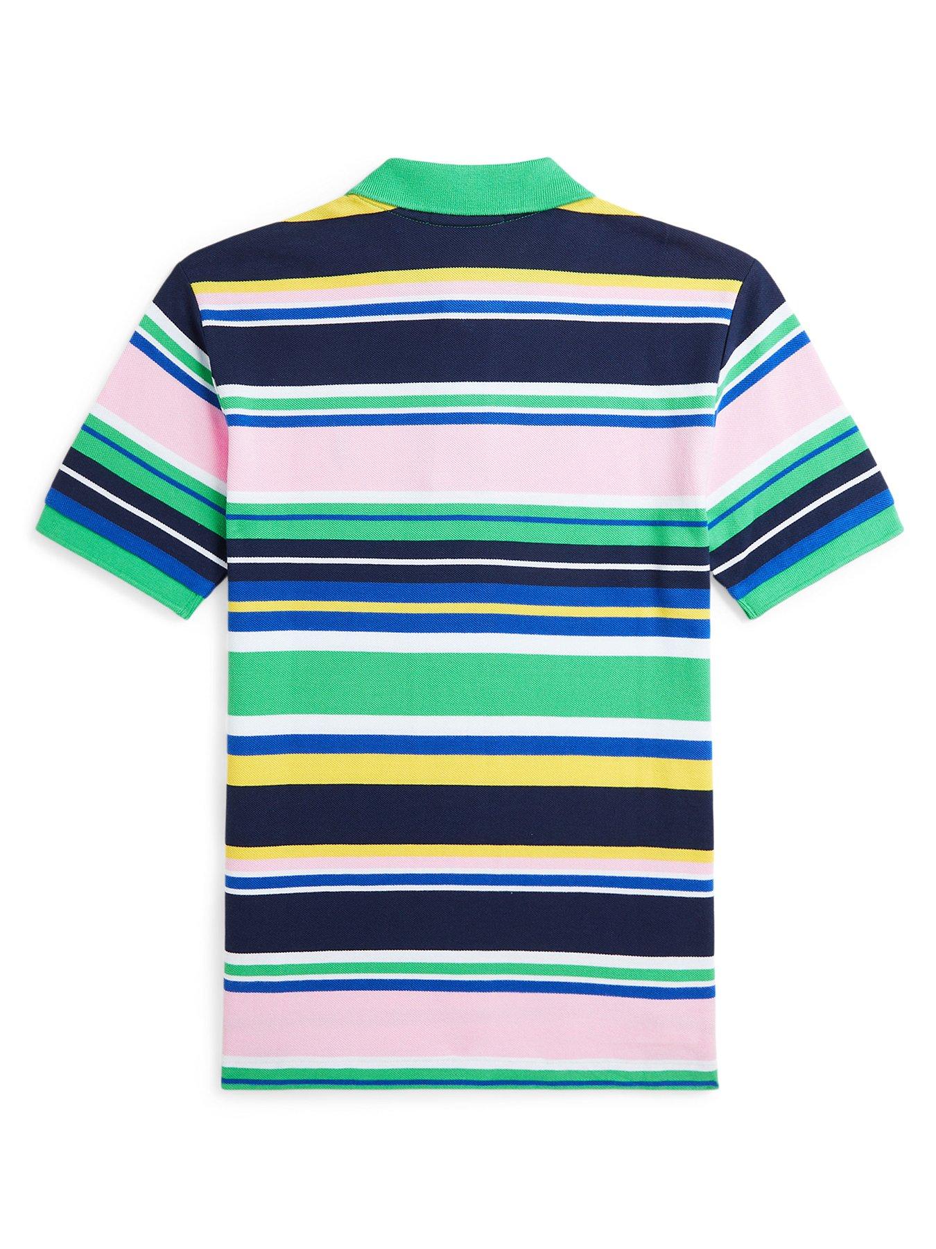 Image 2 of 2 of Polo Ralph Lauren Boys Stripe Short Sleeve Polo Shirt - Classic Kelly Multi