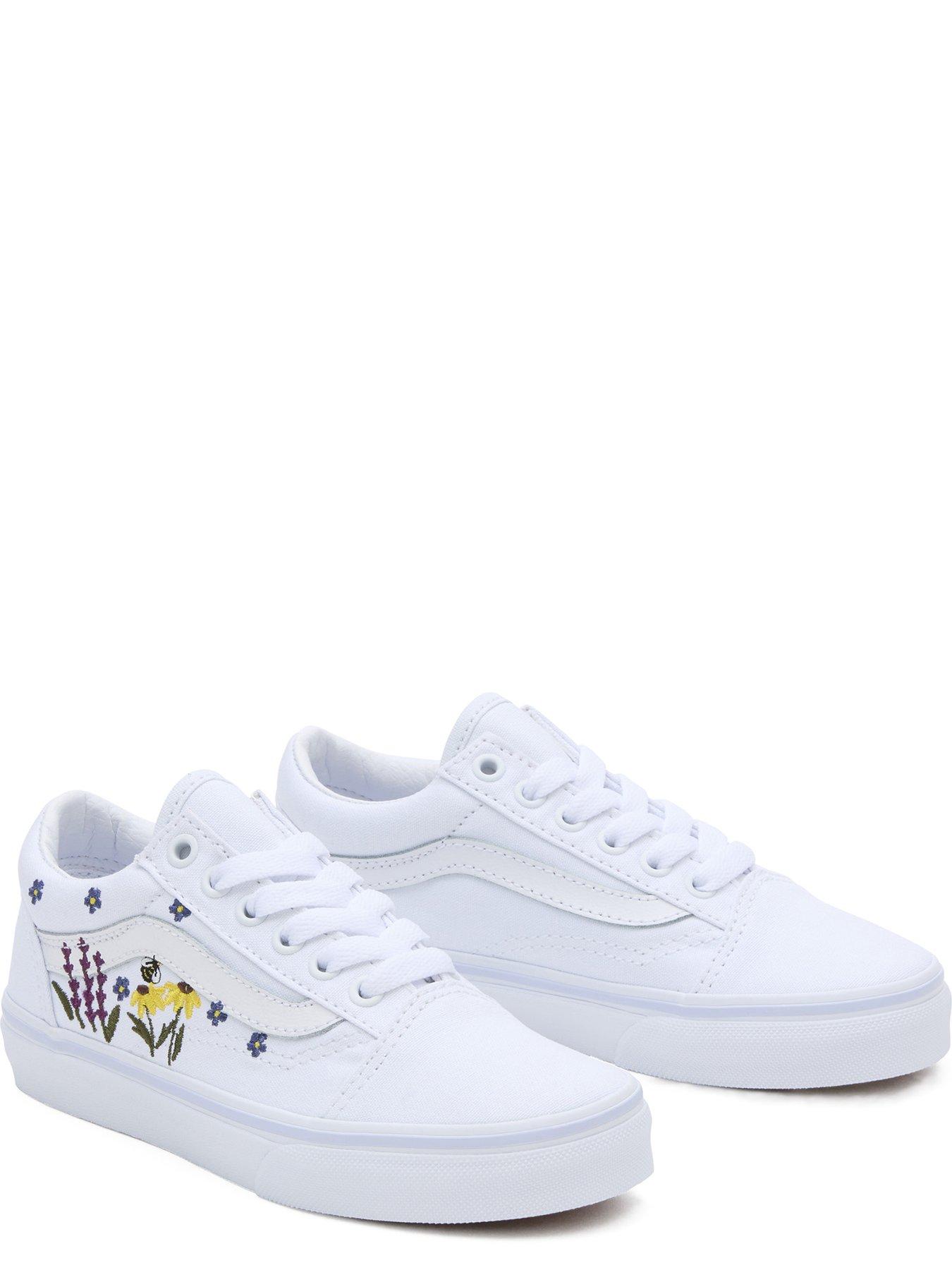 Vans Kids Girls Old Skool Trainers White Multi Very