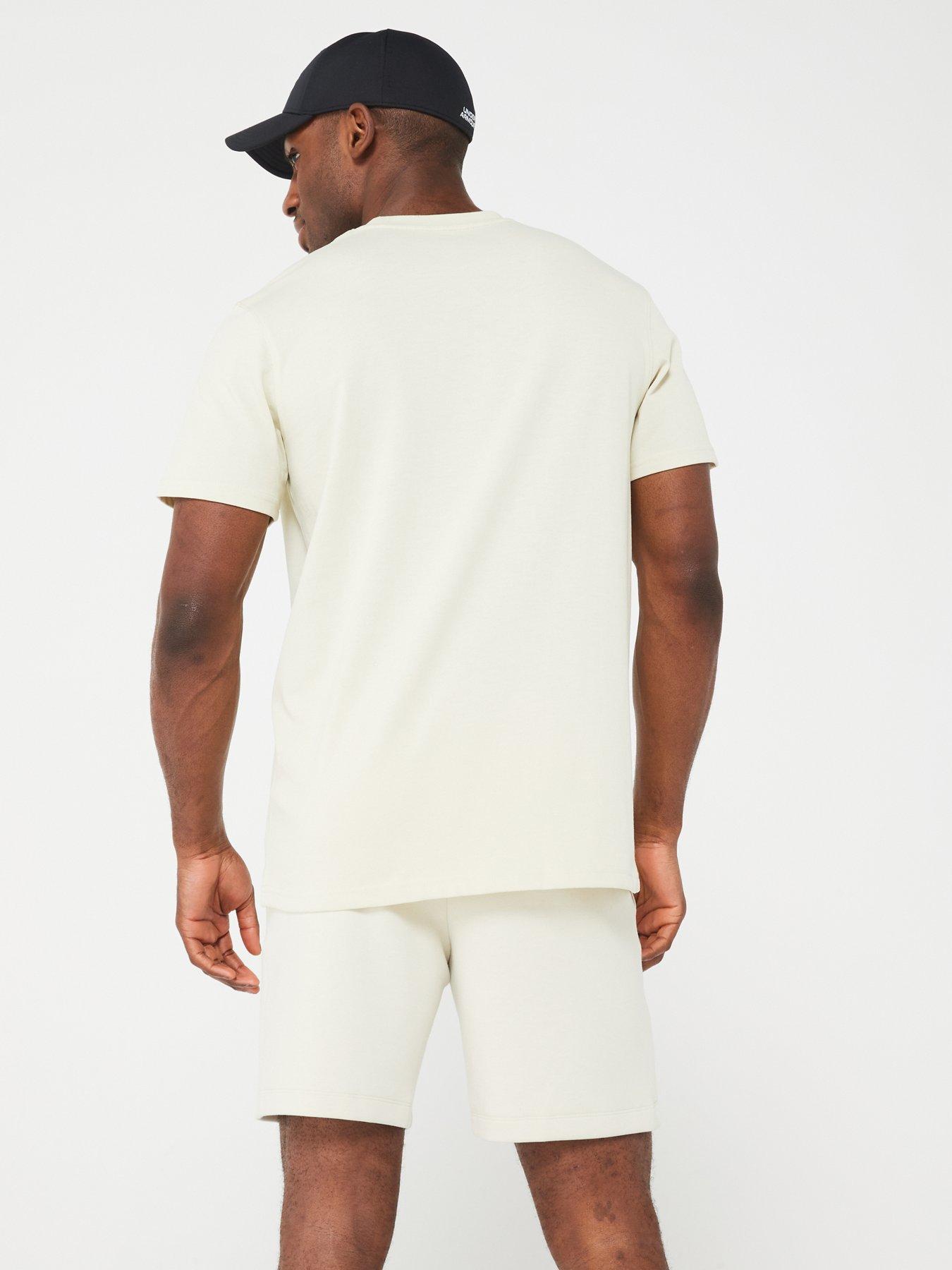 Image 2 of 5 of UNDER ARMOUR Men's Training Logo Embossed Heavyweight T-Shirt - Cream