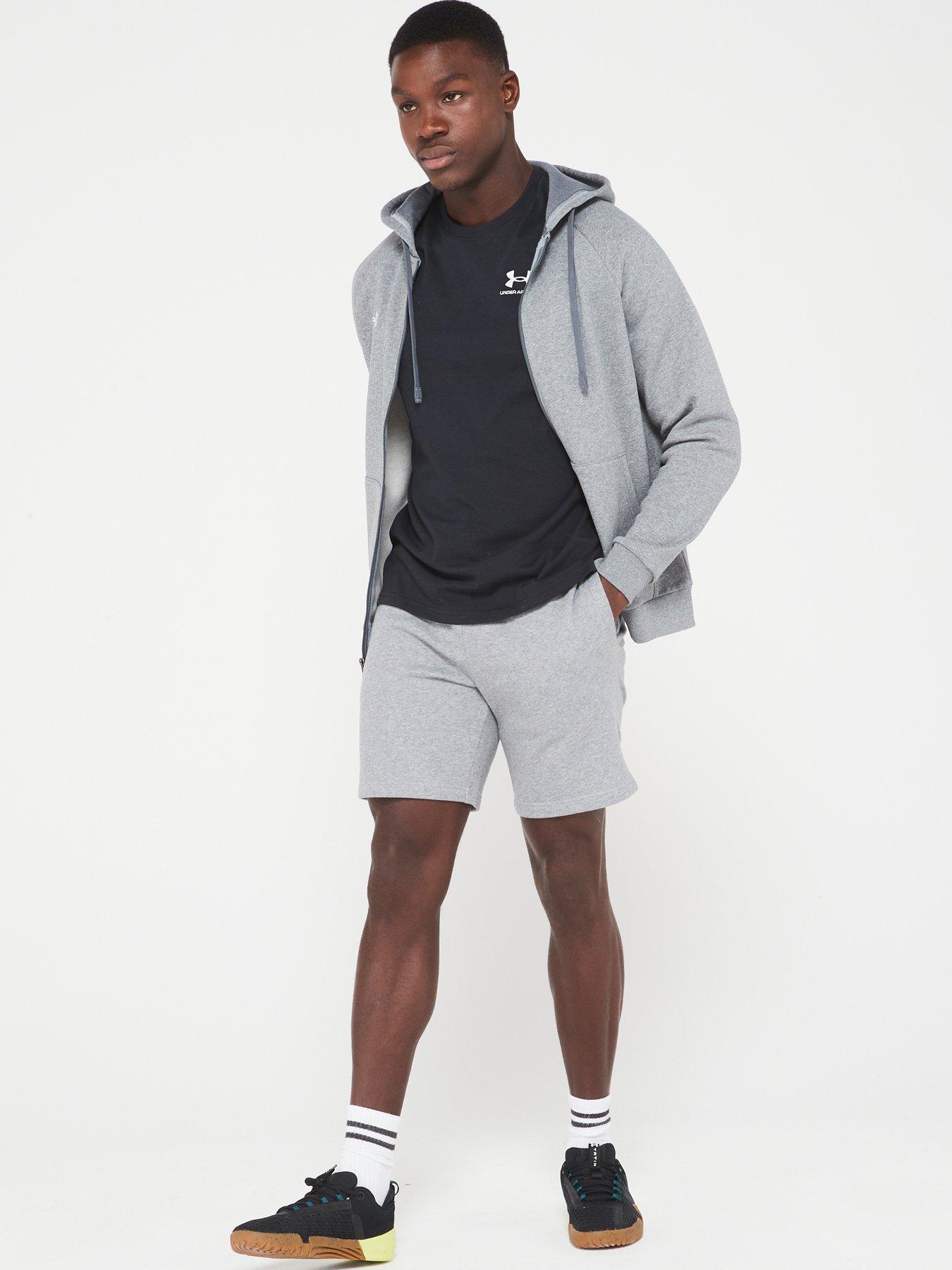 Image 3 of 4 of UNDER ARMOUR Mens Rival Fleece Shorts - Grey/white