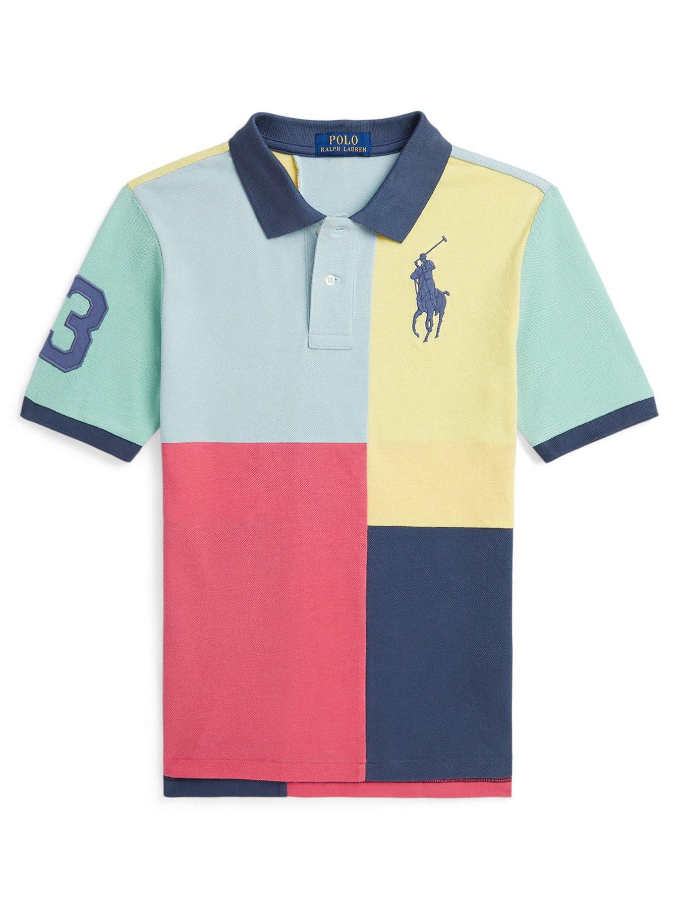 Polo Ralph Lauren Boys Colour Block Polo Shirt Pale Red Multi