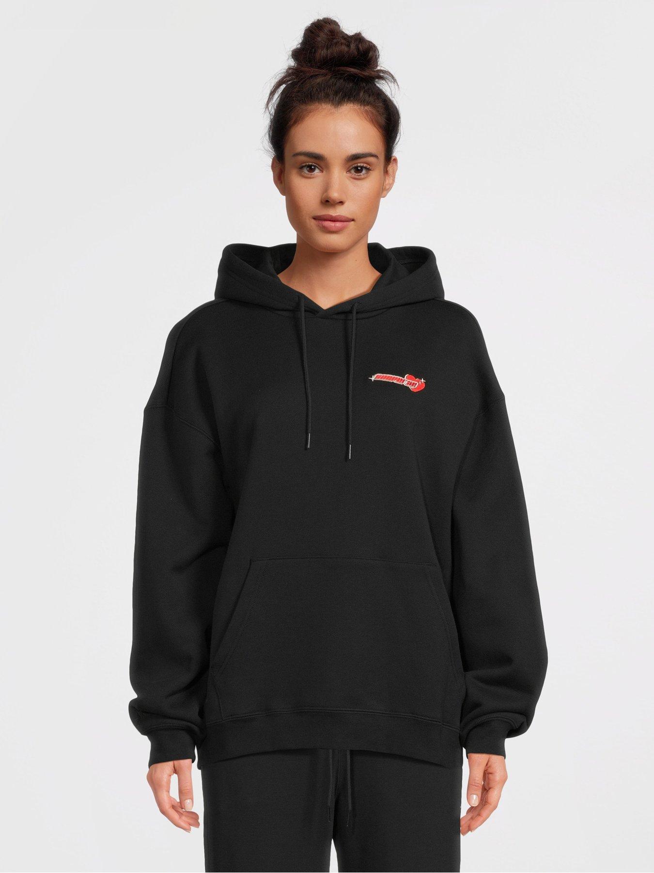 Black converse hoodie womens best sale