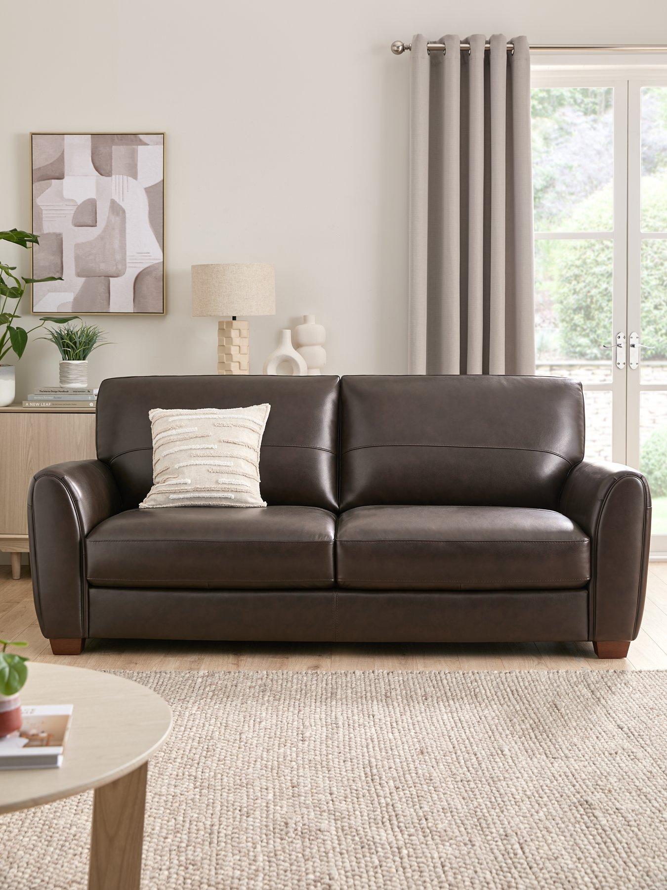 Product photograph of Very Home New Molina 3 Seater Leather Sofa from very.co.uk