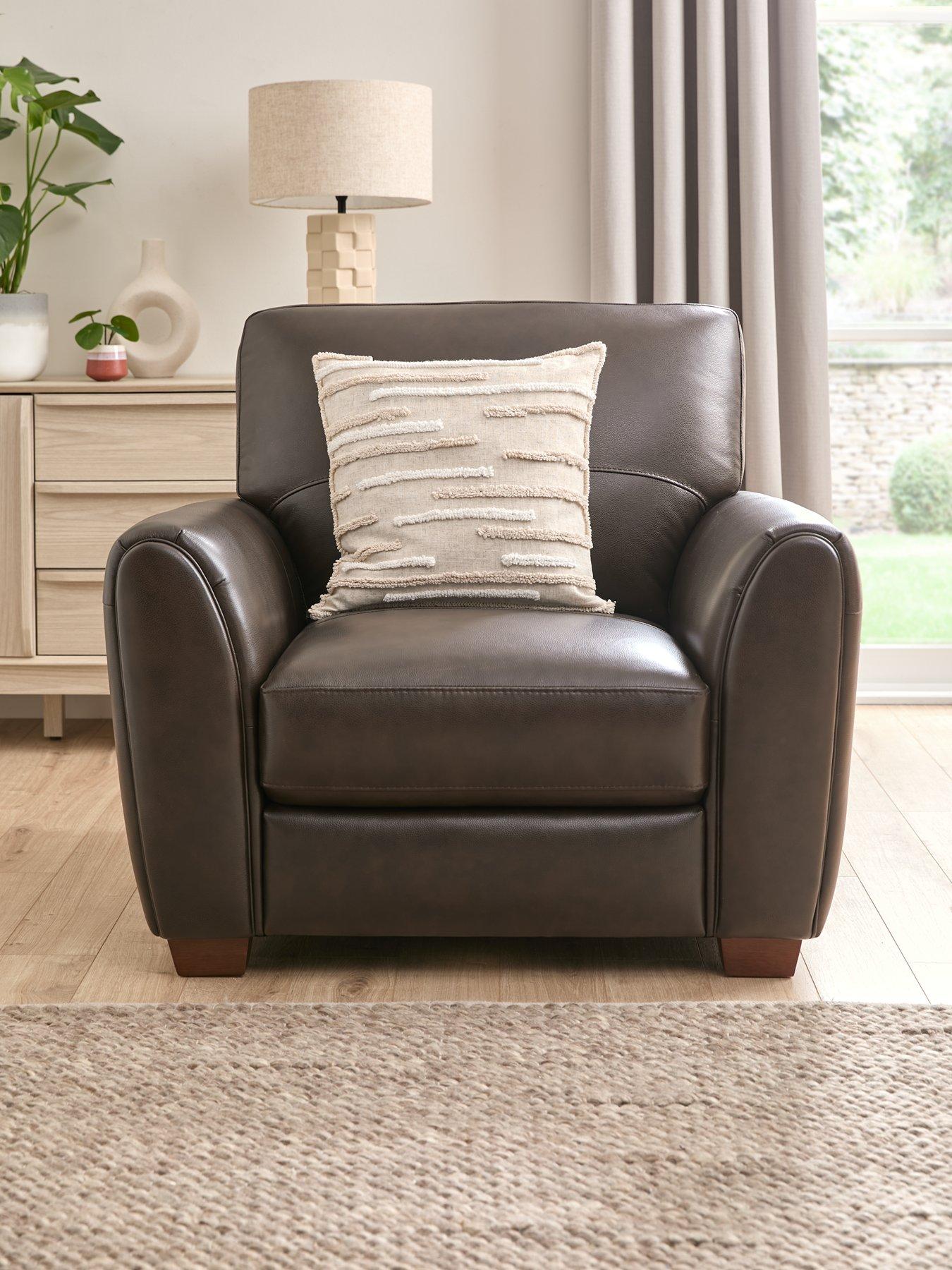 Product photograph of Very Home New Molina Leather Faux Leather Armchair from very.co.uk