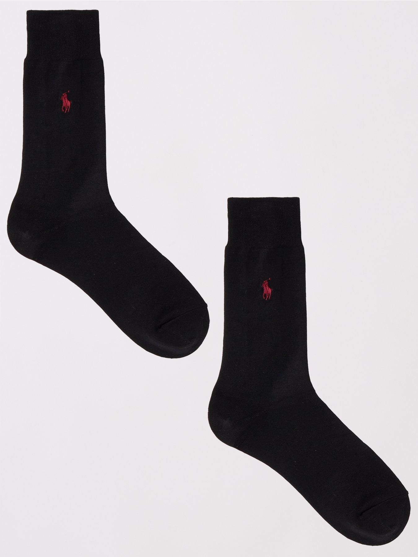 polo ralph lauren 2 pack crew socks - black