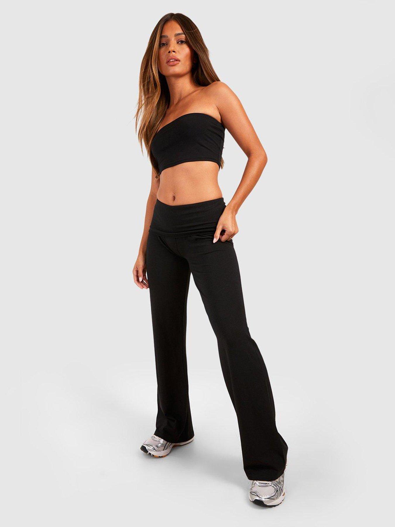 Women's Cut Out Waist Detail Crepe Flared Trousers | Boohoo UK