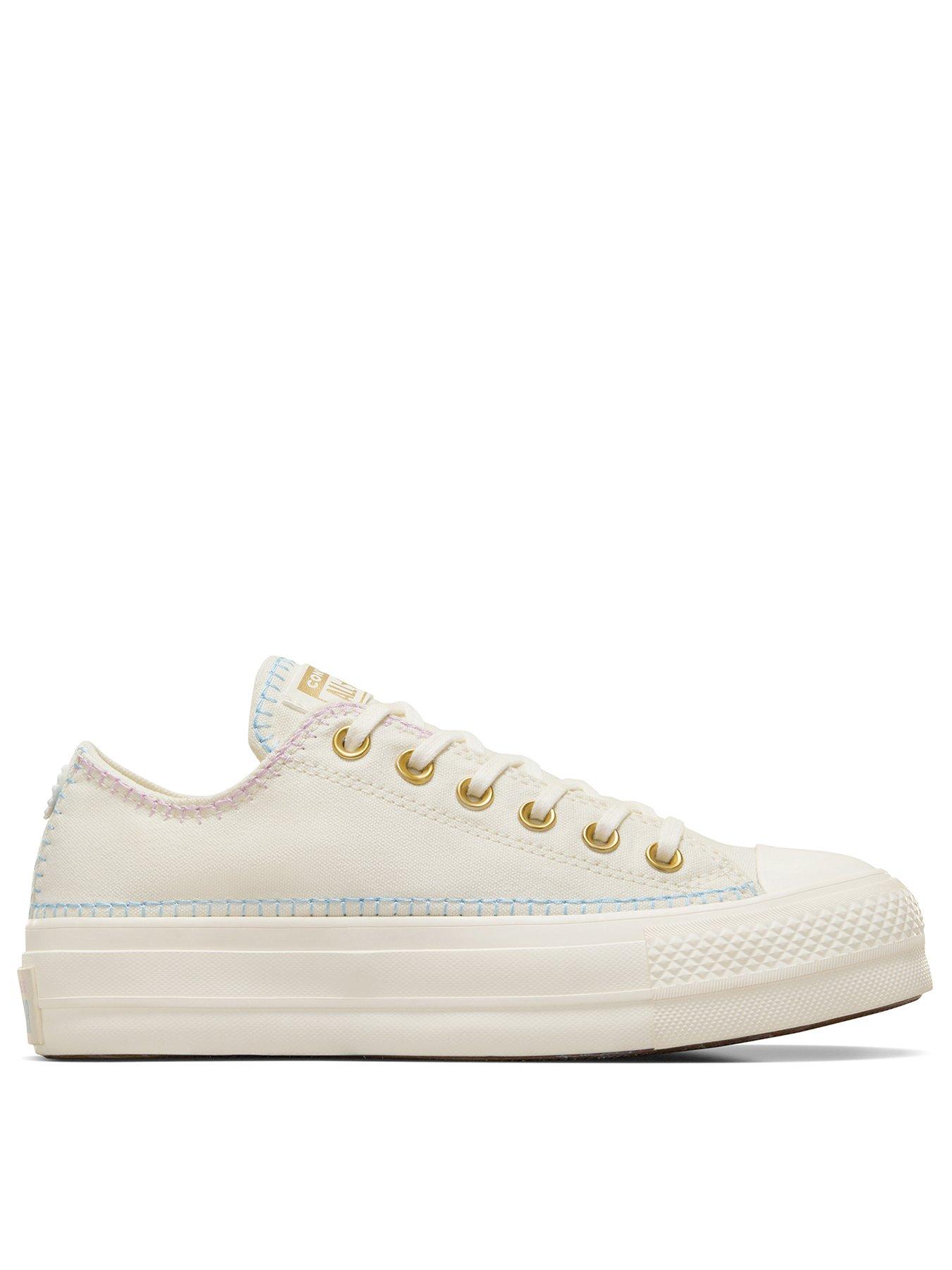 Converse Womens Lift Stitch Sich Ox Trainers - Off White, Off White, Size 6, Women