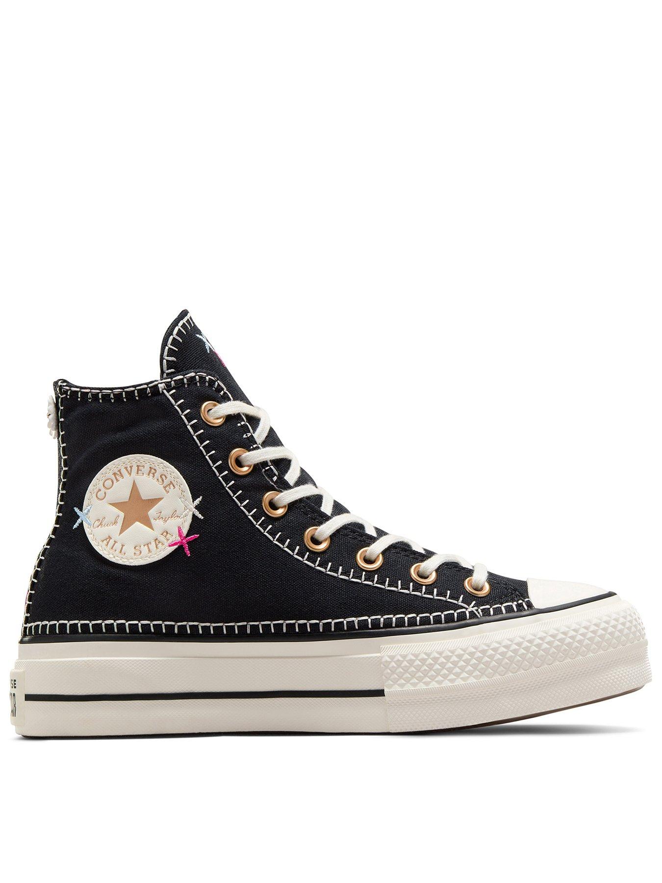 Converse Womens Lift Stitch Sich High Tops Trainers - Black, Black, Size 6, Women