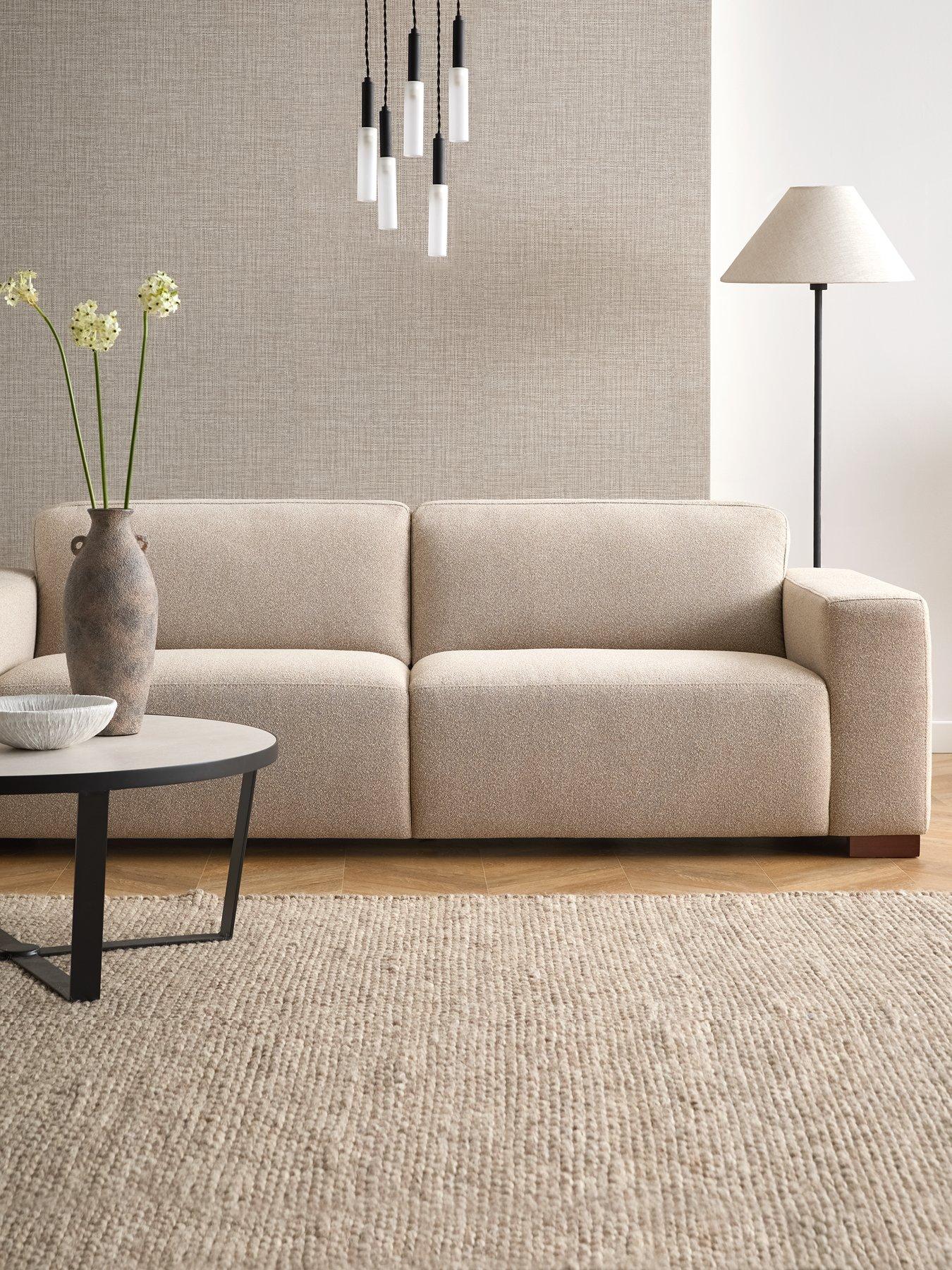 Michelle Keegan Home Cortes 3 Seater Fabric Sofa - Natural