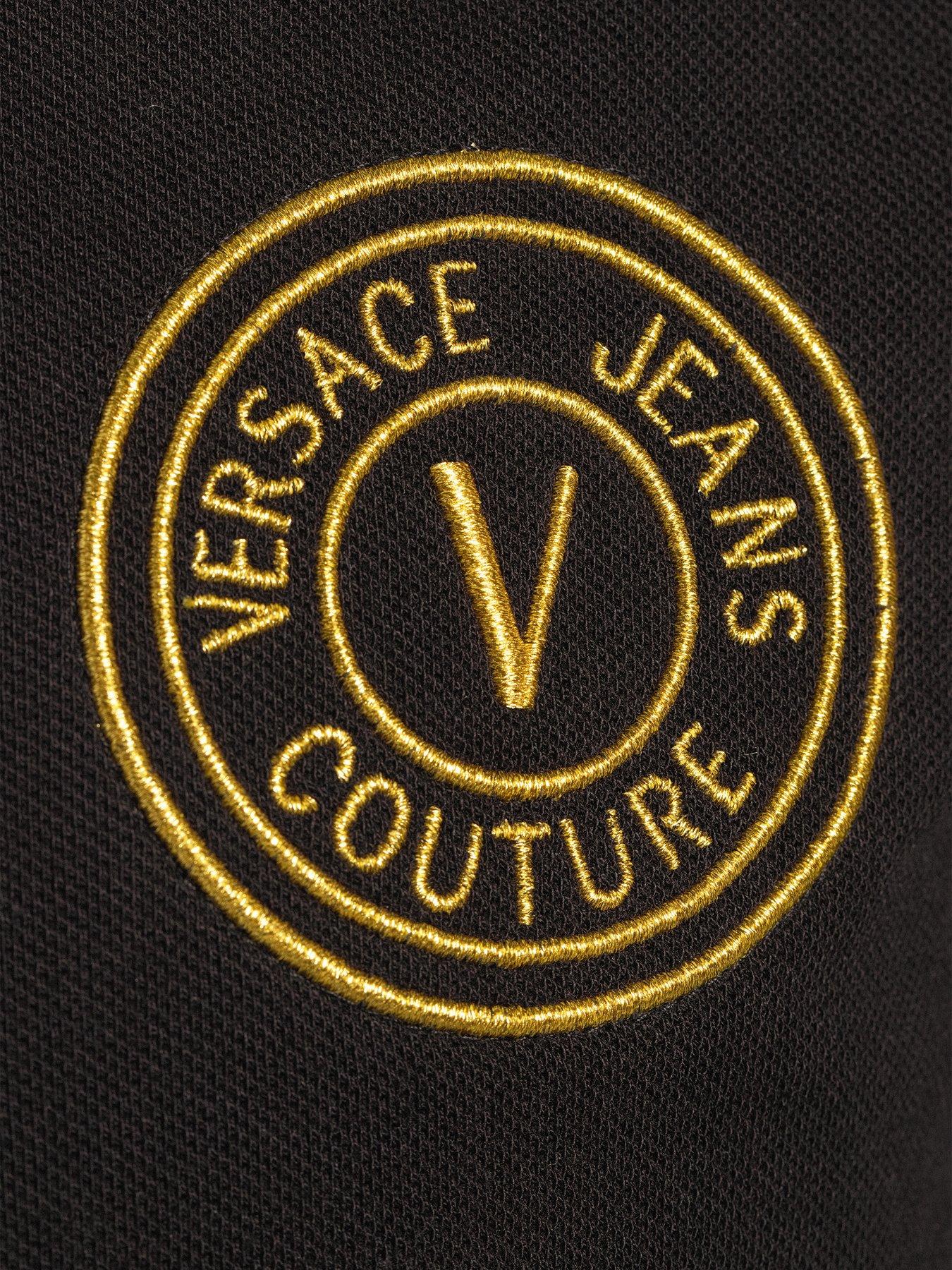 Versace Jeans Couture V Emblem Embroidered Slim Fit Polo Shirt - Black ...