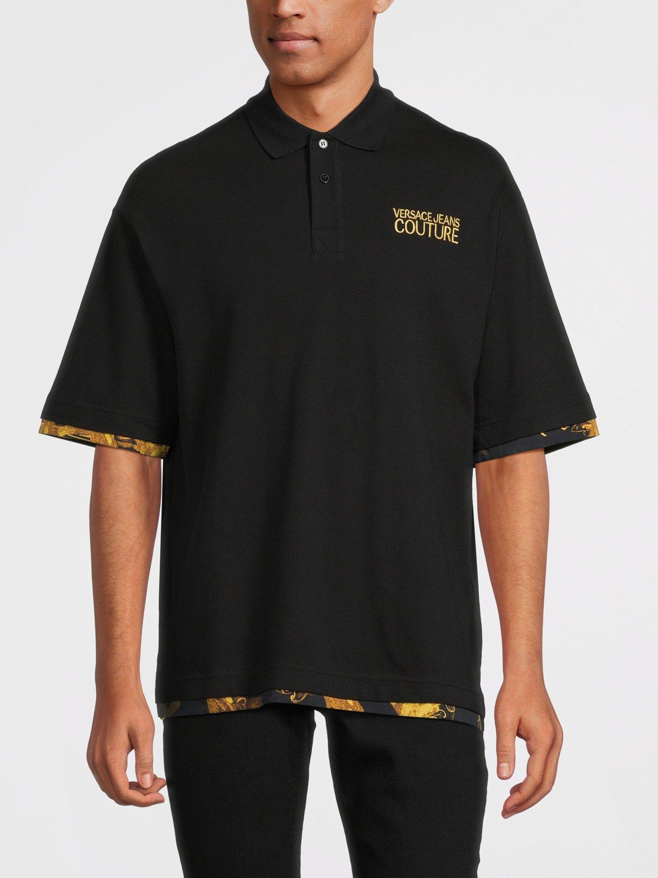 Versace Jeans Couture Baroque Relaxed Fit Polo Shirt Black Very
