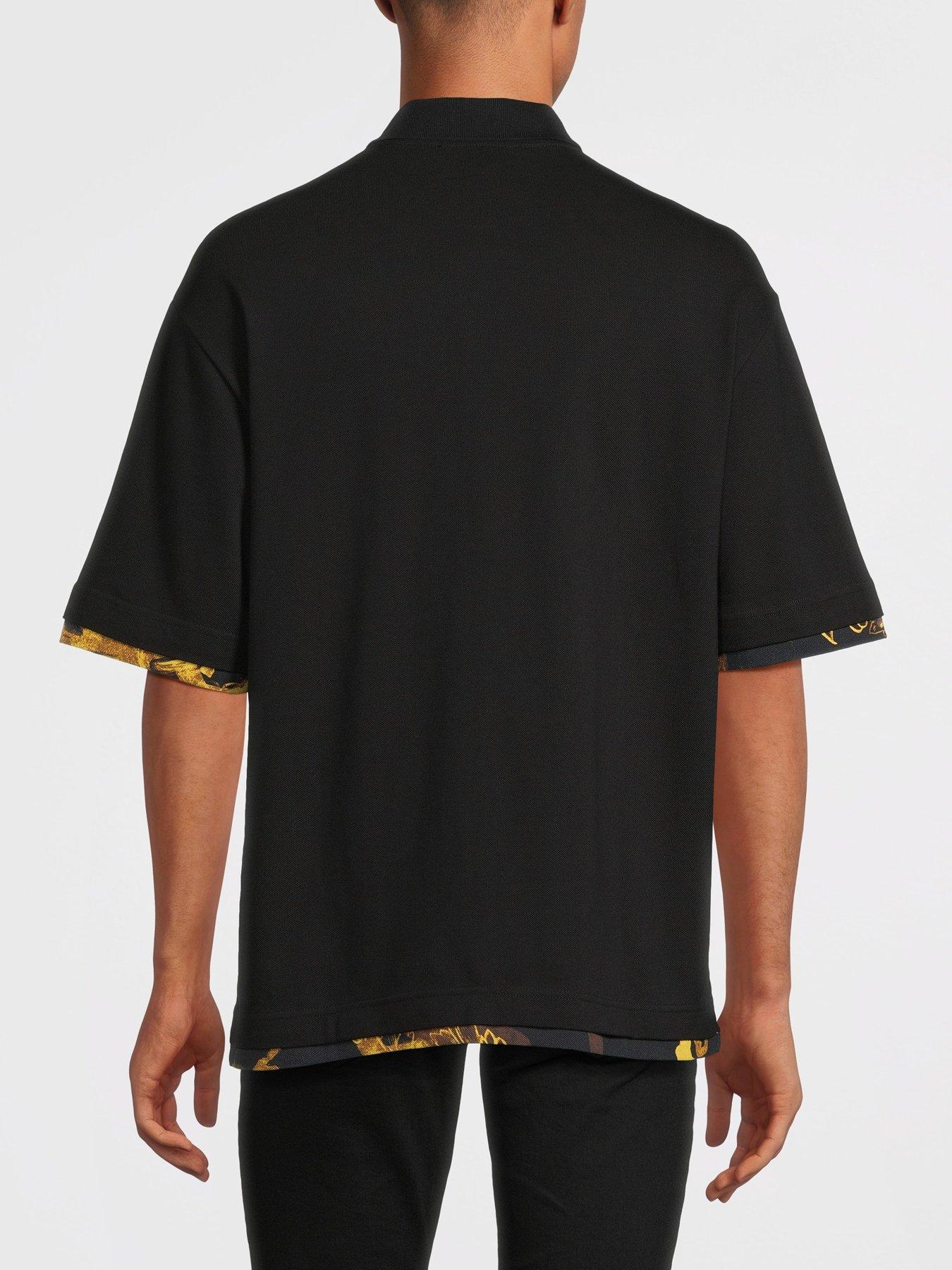 Image 2 of 5 of Versace Jeans Couture Baroque Relaxed Fit Polo Shirt - Black