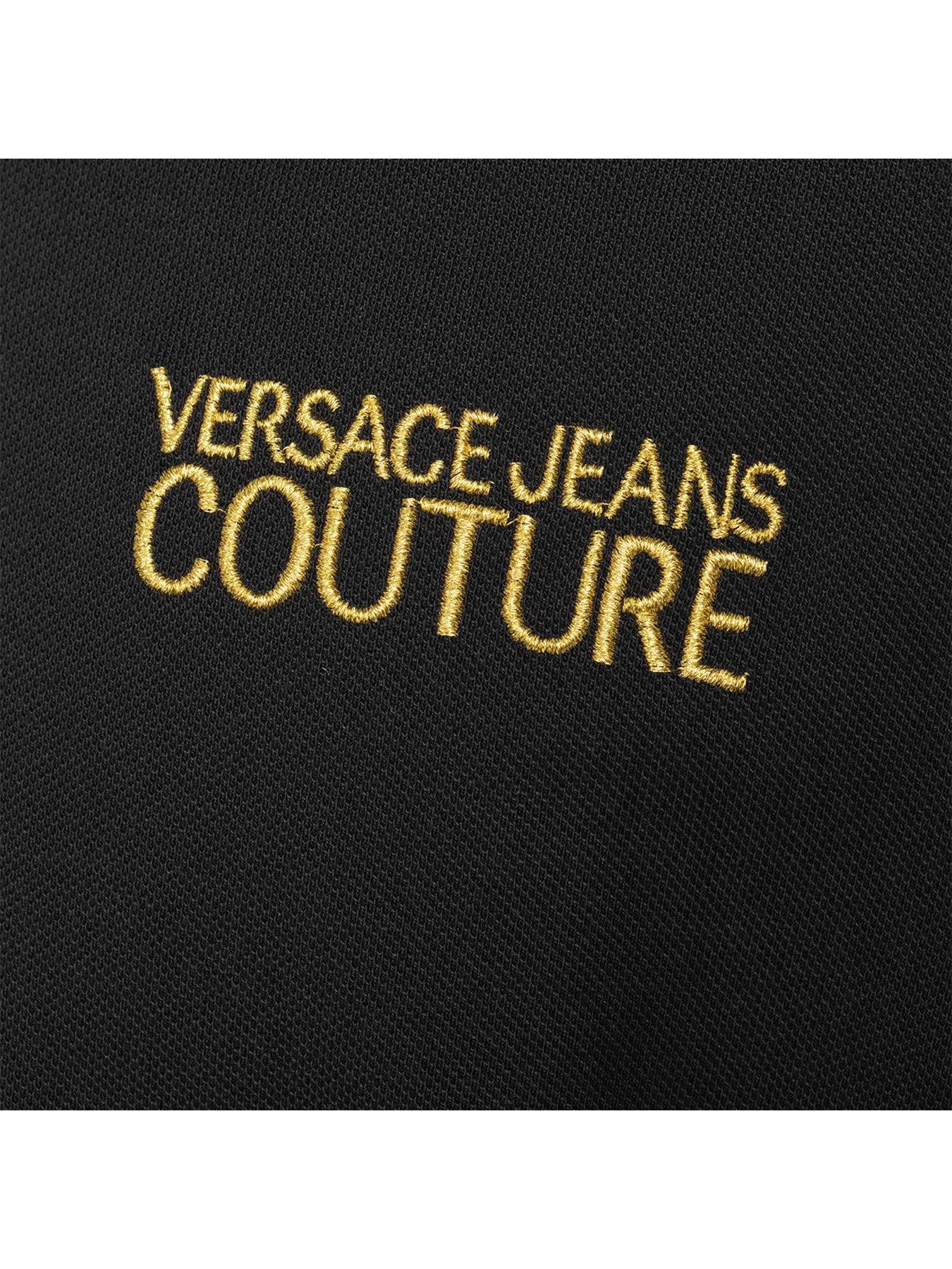 Image 4 of 5 of Versace Jeans Couture Baroque Relaxed Fit Polo Shirt - Black