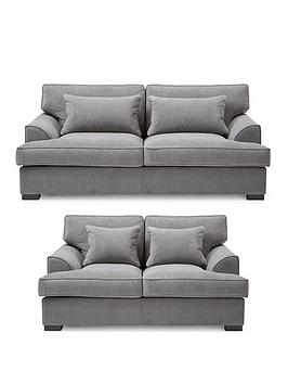 Product photograph of Very Home Cooper 3 2 Fabric Sofa Set Buy Amp Save - Grey from very.co.uk