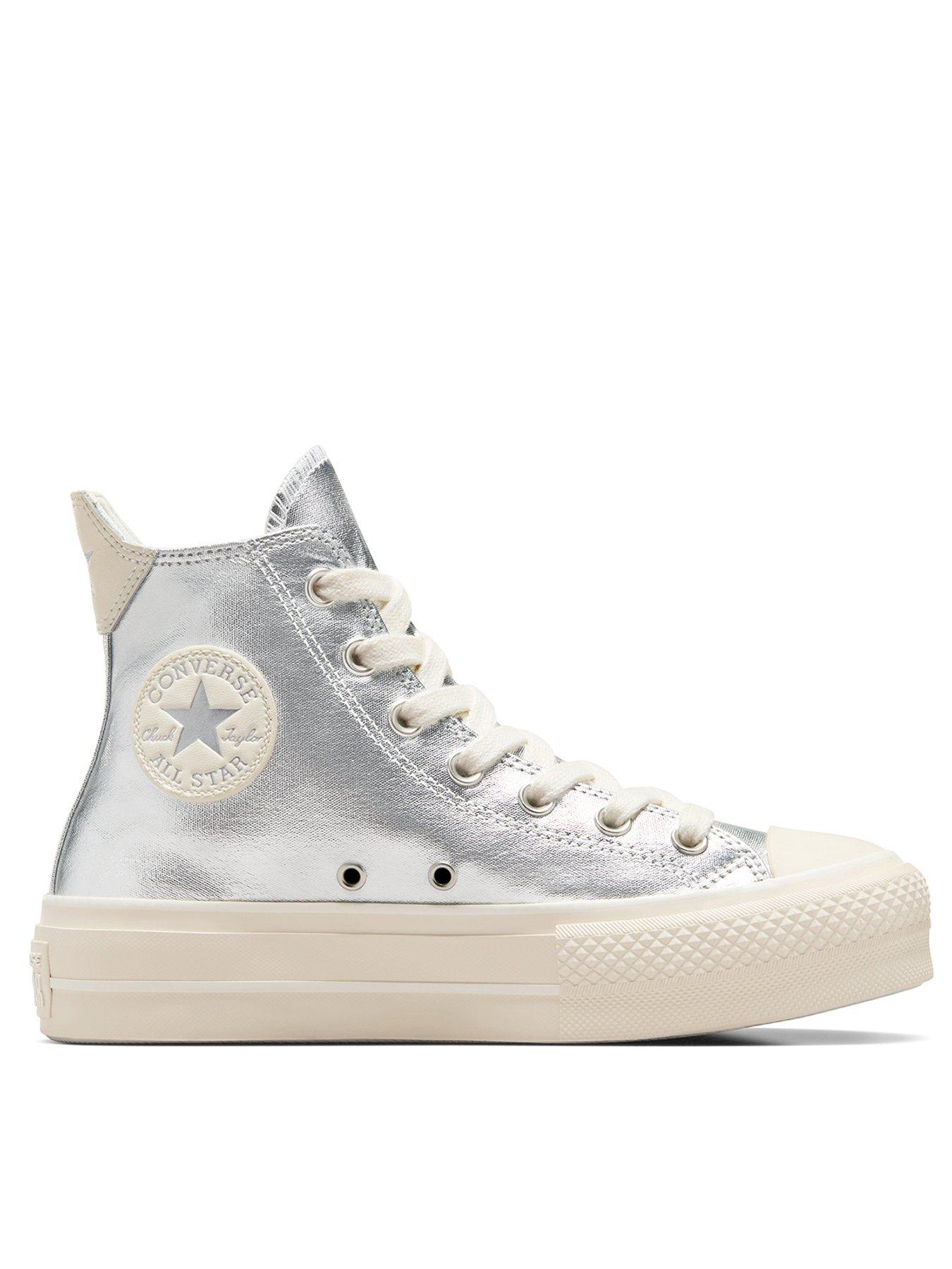 Ladies silver converse 2024 shoes