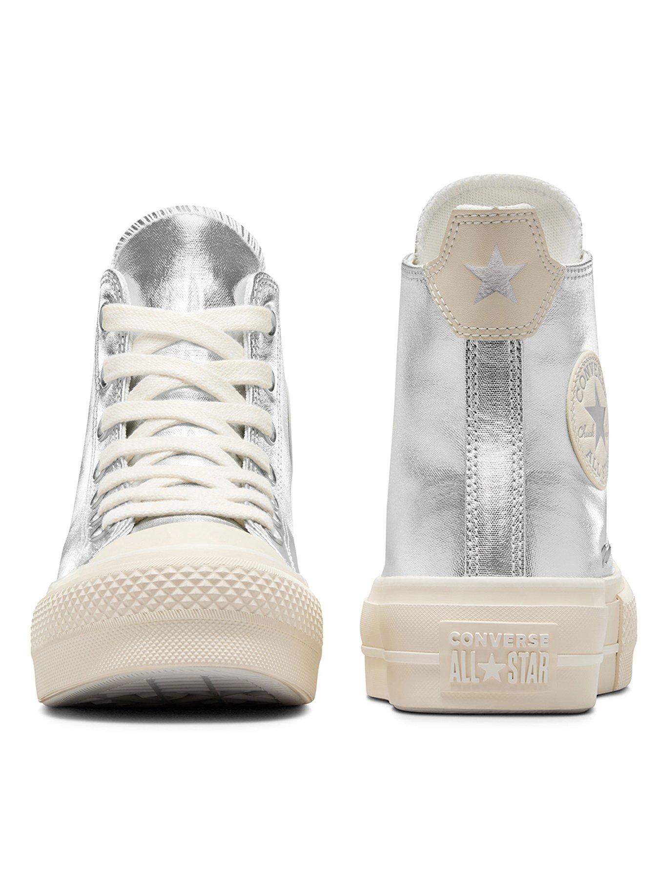 Converse Womens Lift Hi Top Trainers Silver Very