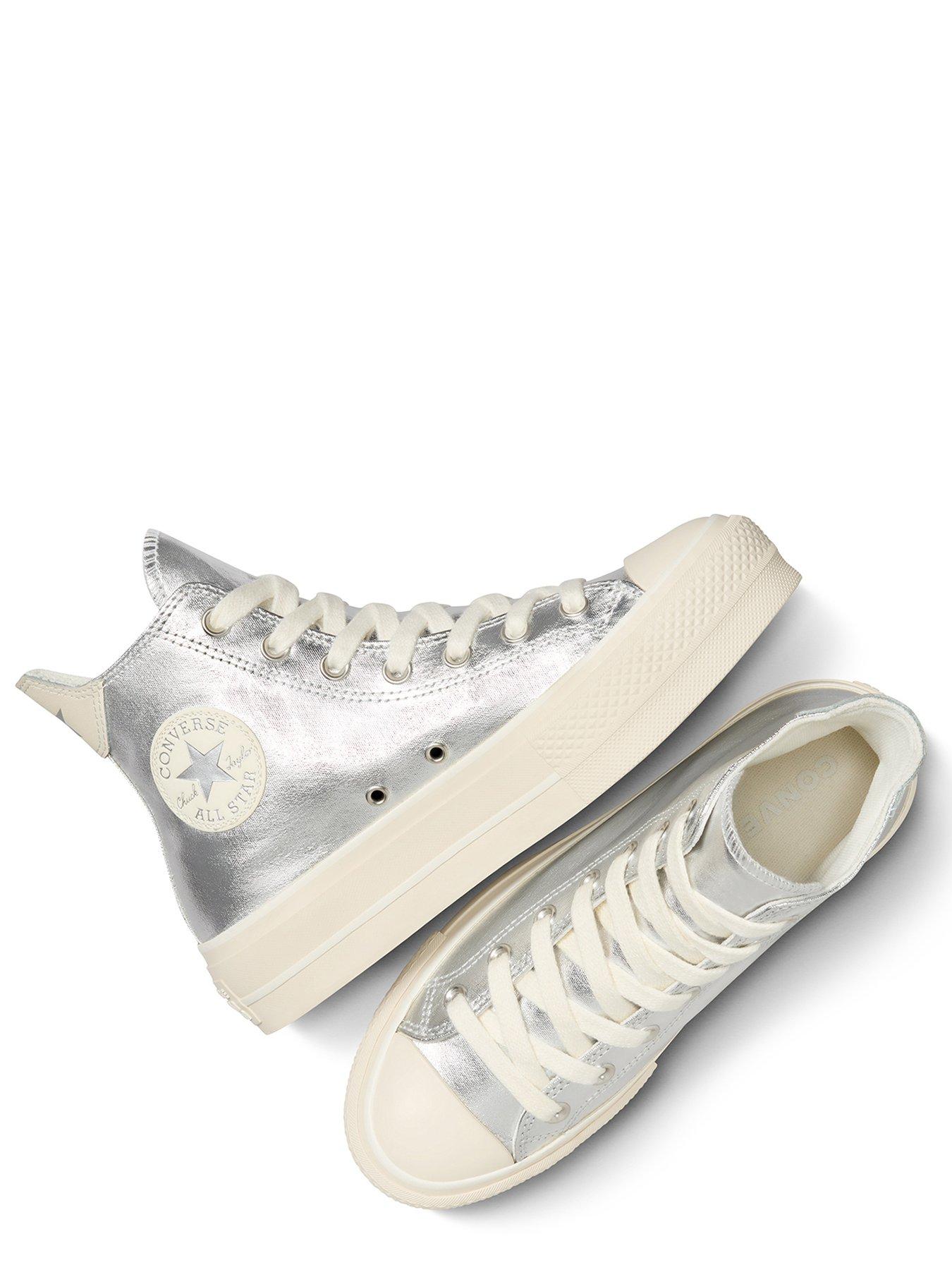 Converse Womens Lift Hi Top Trainers Silver Very