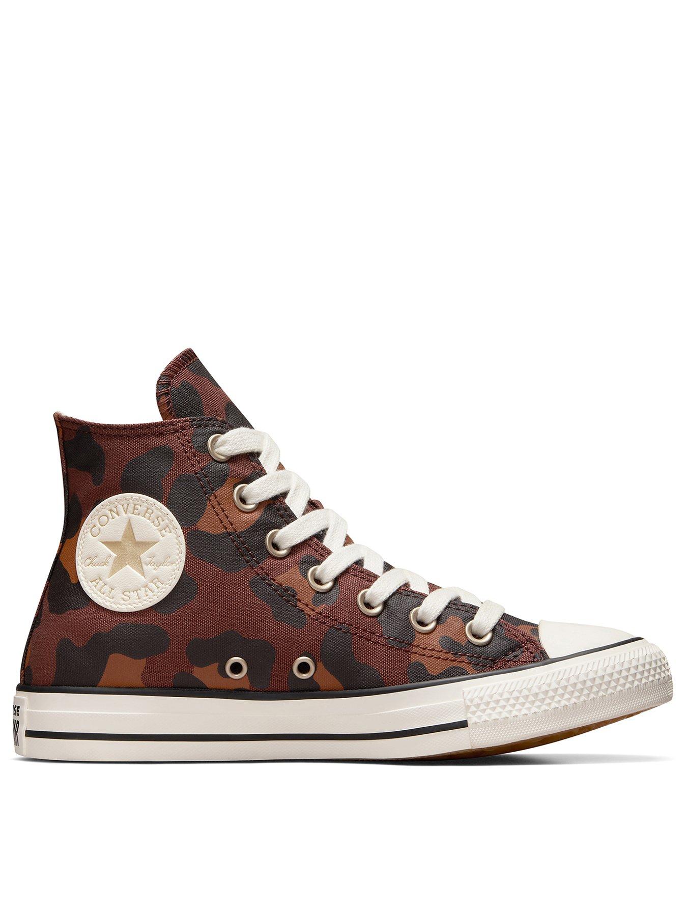 Converse Womens Festival Leopard Print High Tops Trainers Brown Very