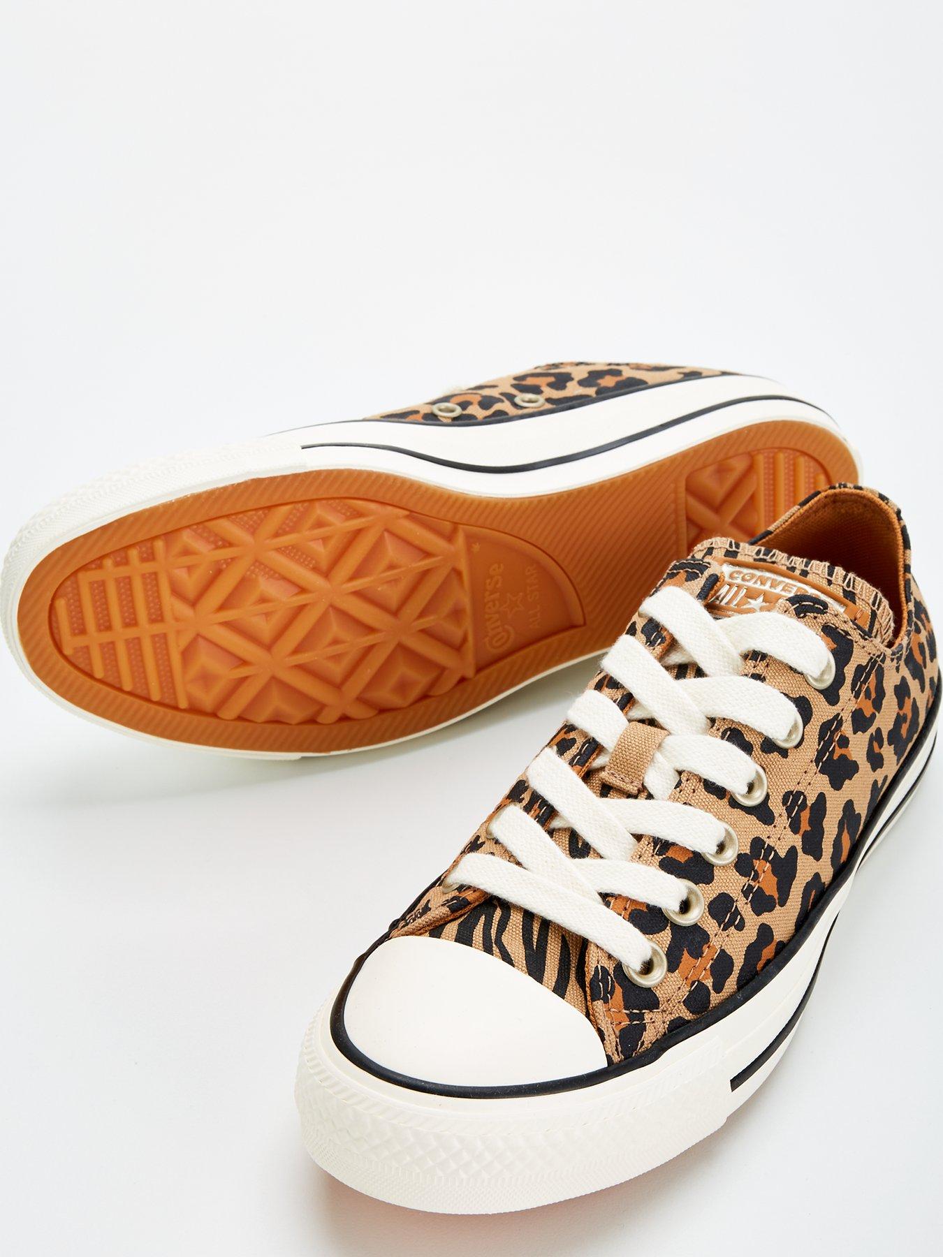 Womens Festival Leopard Print Ox Trainers Black