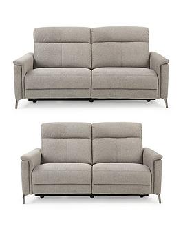 Product photograph of Very Home Bradley 3 2 Seater Power Recliner Fabric Sofa Set Buy Amp Save - Grey from very.co.uk