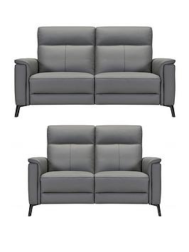 Product photograph of Very Home Bradley 3 2 Seater Power Recliner Leather Sofa Set Buy Amp Save - Dark Grey from very.co.uk