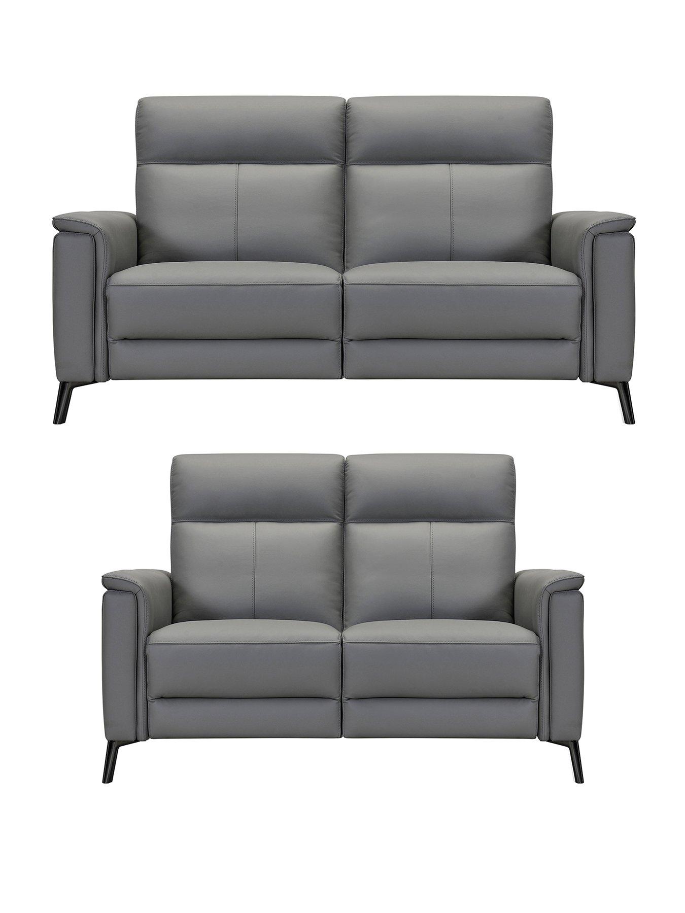 Bradley 3 2 Seater Power Recliner Leather Faux Leather Sofa Set Buy SAVE Dark Grey