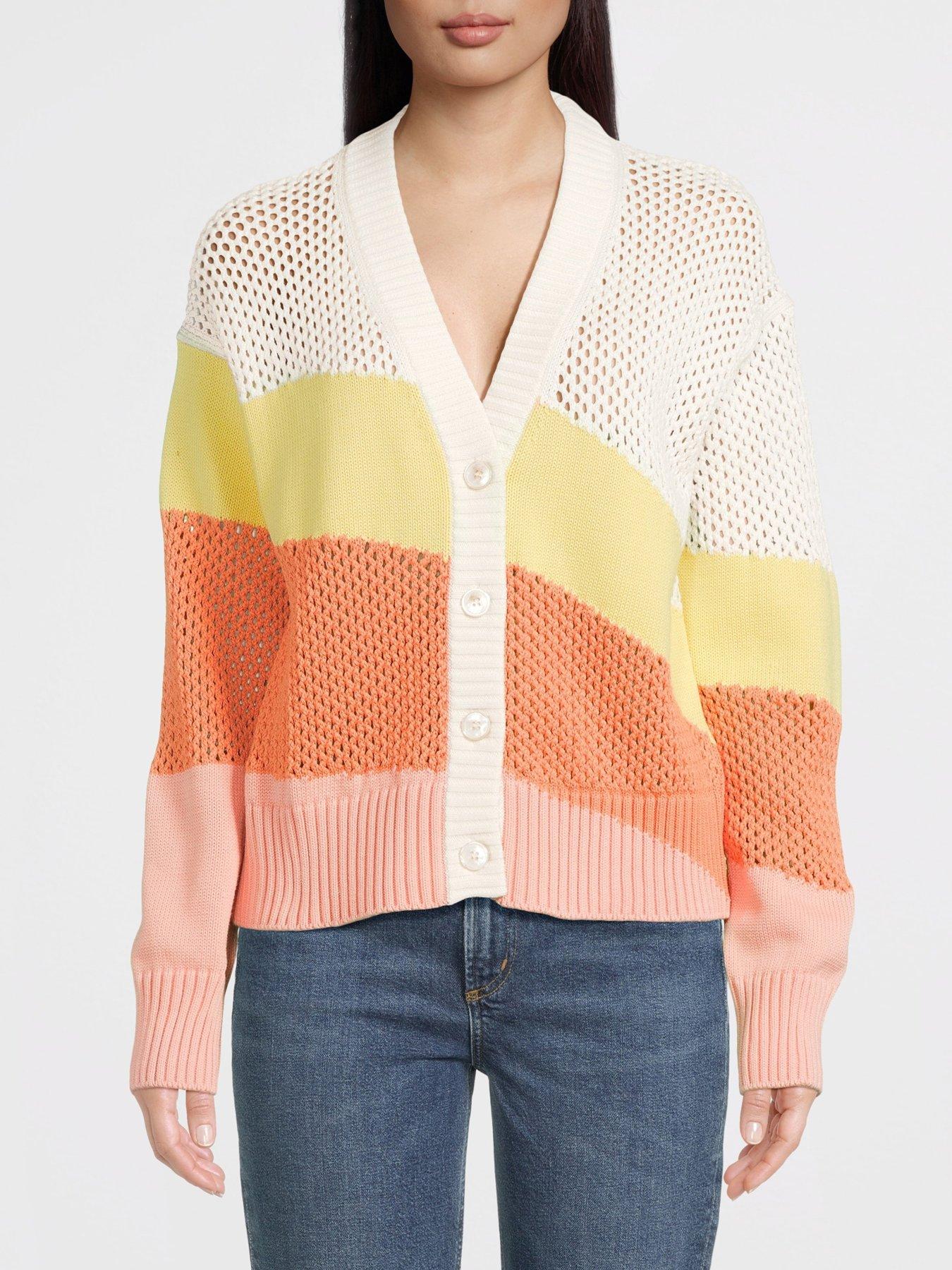 PS PAUL SMITH Sunray Button Through Crochet Knit Cardigan - Ecru 