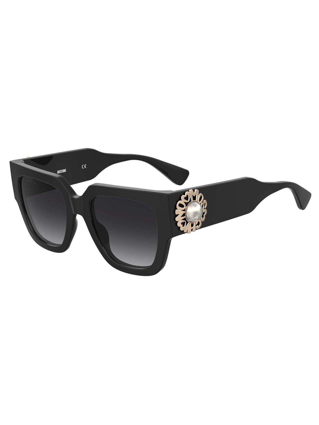 LOVE MOSCHINO Pearl Logo Ultra Oversized Square Frame Sunglass 