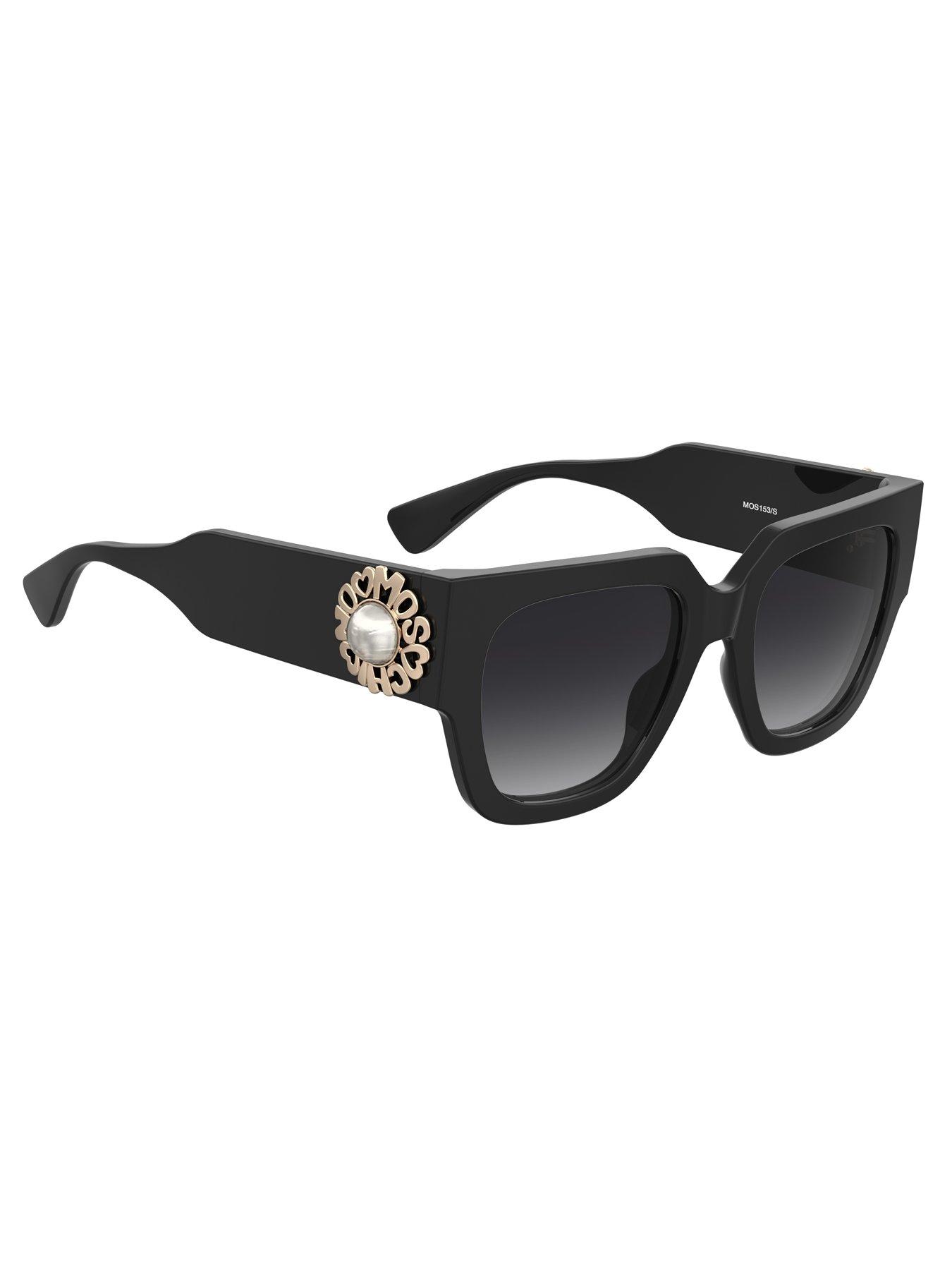 LOVE MOSCHINO Pearl Logo Ultra Oversized Square Frame Sunglass 